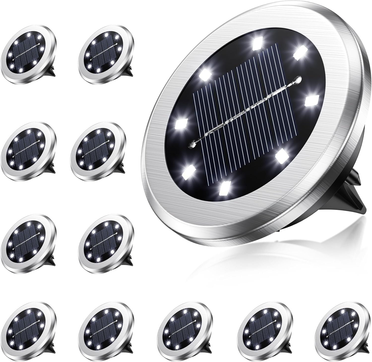 12 Pack Solar Ground Lights,Led Solar Pathway Light Outdoor,Solar Garden Lights,In-Ground Light LED Landscape Lighting for Pathway Patio Walkway Yard Lawn Deck (Warm White 12 Pack)