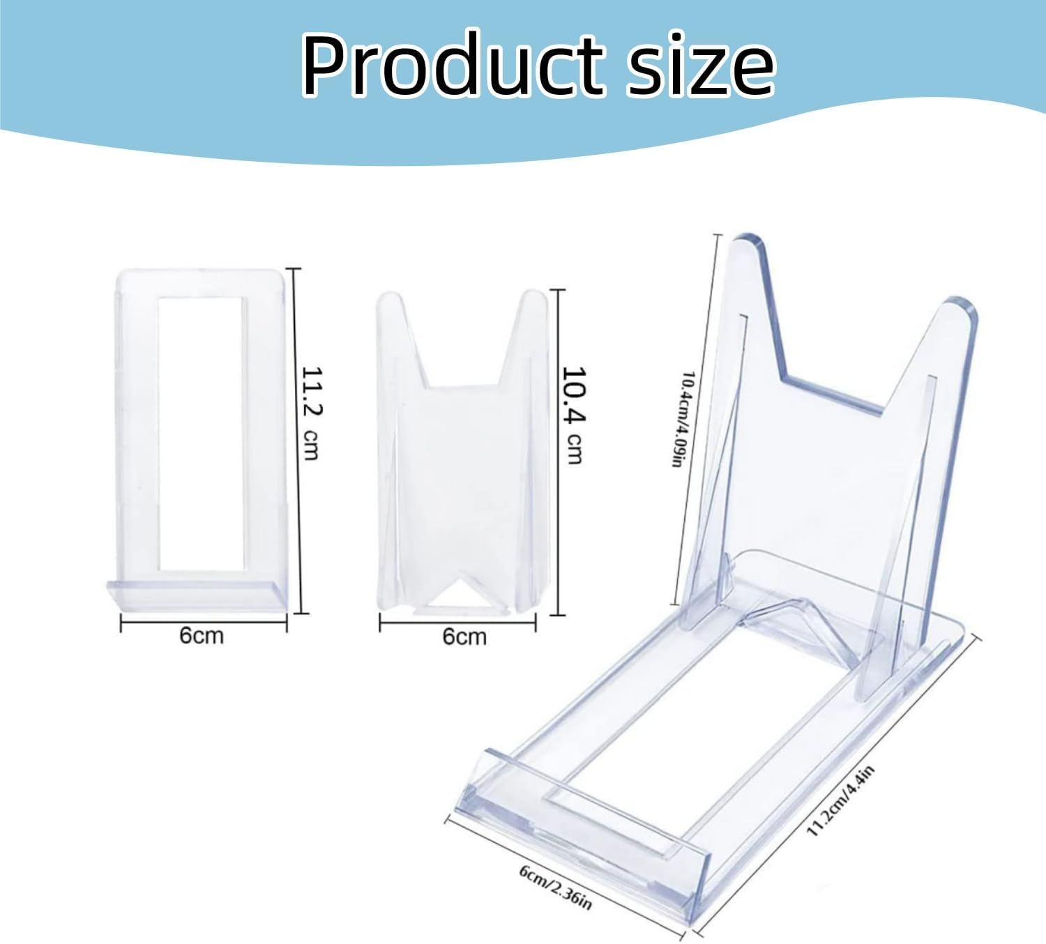 12 Pack Clear Plastic Plate Stands, Angle Adjustable Plastic Display Stand Easel, Clear Display Easel, for Display Pictures, Photo and Artworks