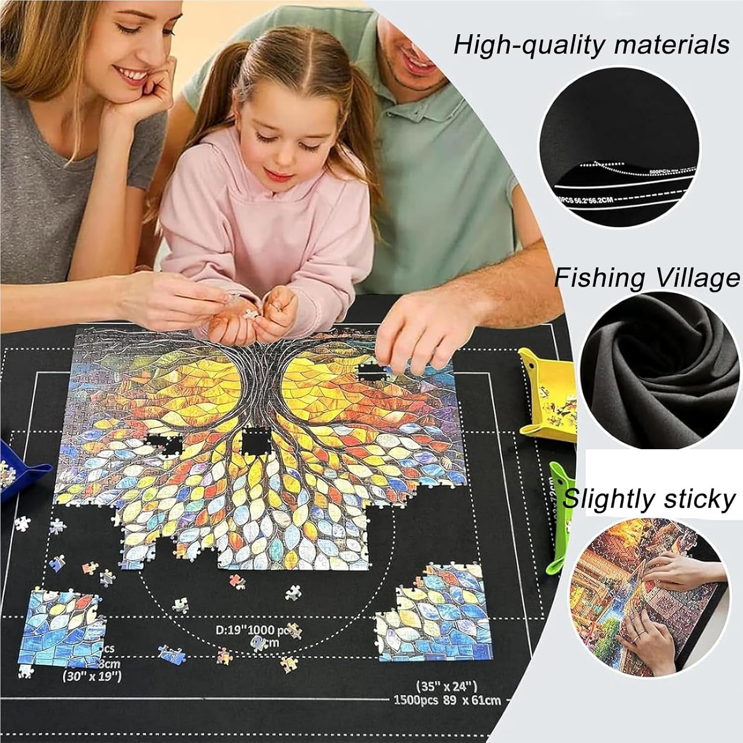 Puzzle Mat, Jigsaw Puzzle Mat, Puzzle Board for up to 1500 Pieces, Puzzle Board, Jigsaw Puzzle Mat, Large 66X116Cm with 3 Velcro Straps, Ideal for Puzzle Storage and Organisation