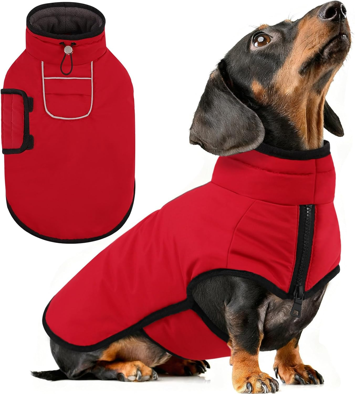 AOFITEE Dog Coat, Warm Dog Winter Jacket for Small Dogs, Reflective Dog Coat with Integrated Harness, Waterproof Fleece Dog Coat with Turtleneck for Yorkshire, West Highland image number 2