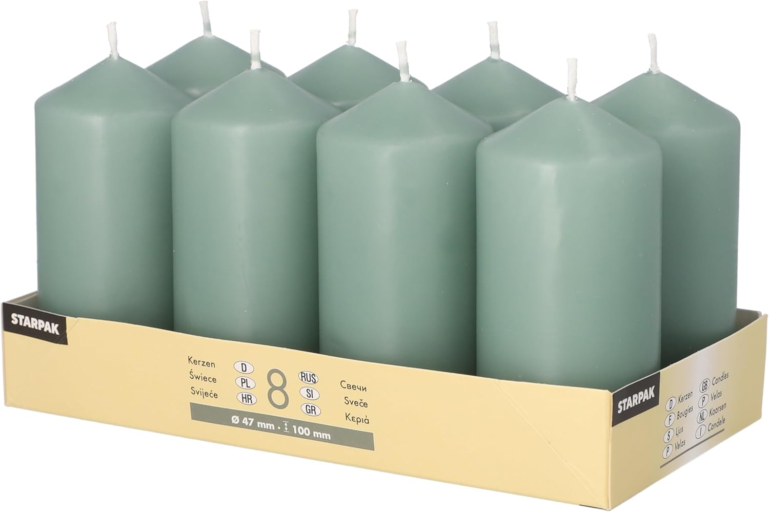 8 Pillar Candles Diameter 47 Mm 100 Mm Teal Green