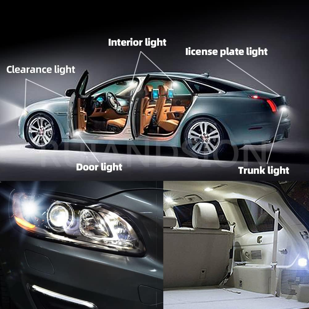 Ruiandsion BA9S LED Bulb BA9 1895 1891 53 57 White 12V LED Bulb 3030 2SMD Chipsets LED Replacement Bulbs for Car Interior Dome Map License Plate Glove Box Lights (Pack of 4) image number 3