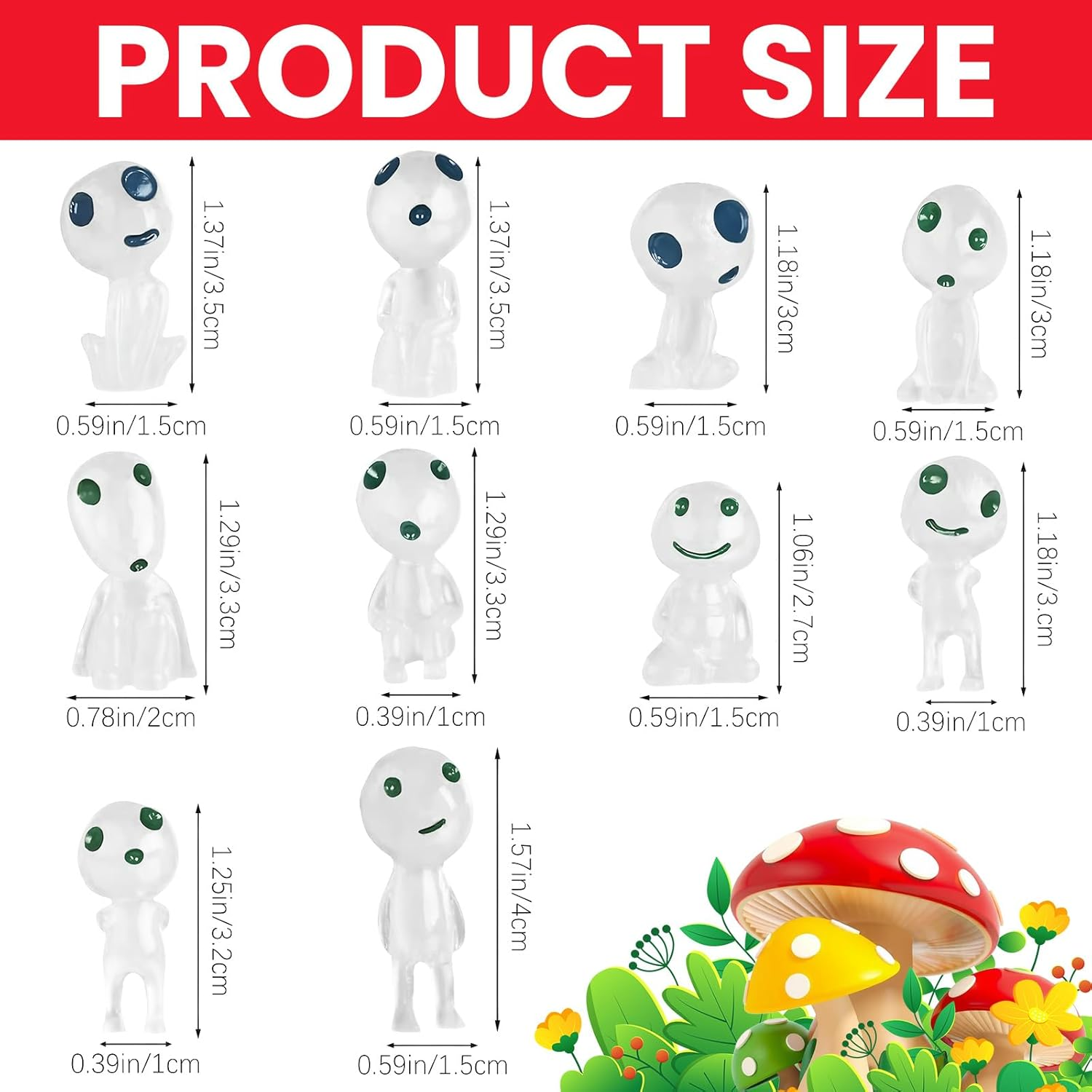 Tree Elf Doll, Pack of 10 Princess Mononoke Luminous Spirit, Miniature Garden Decoration Made of Resin, Suitable for Home, Garden, Pot Decoration image number 1