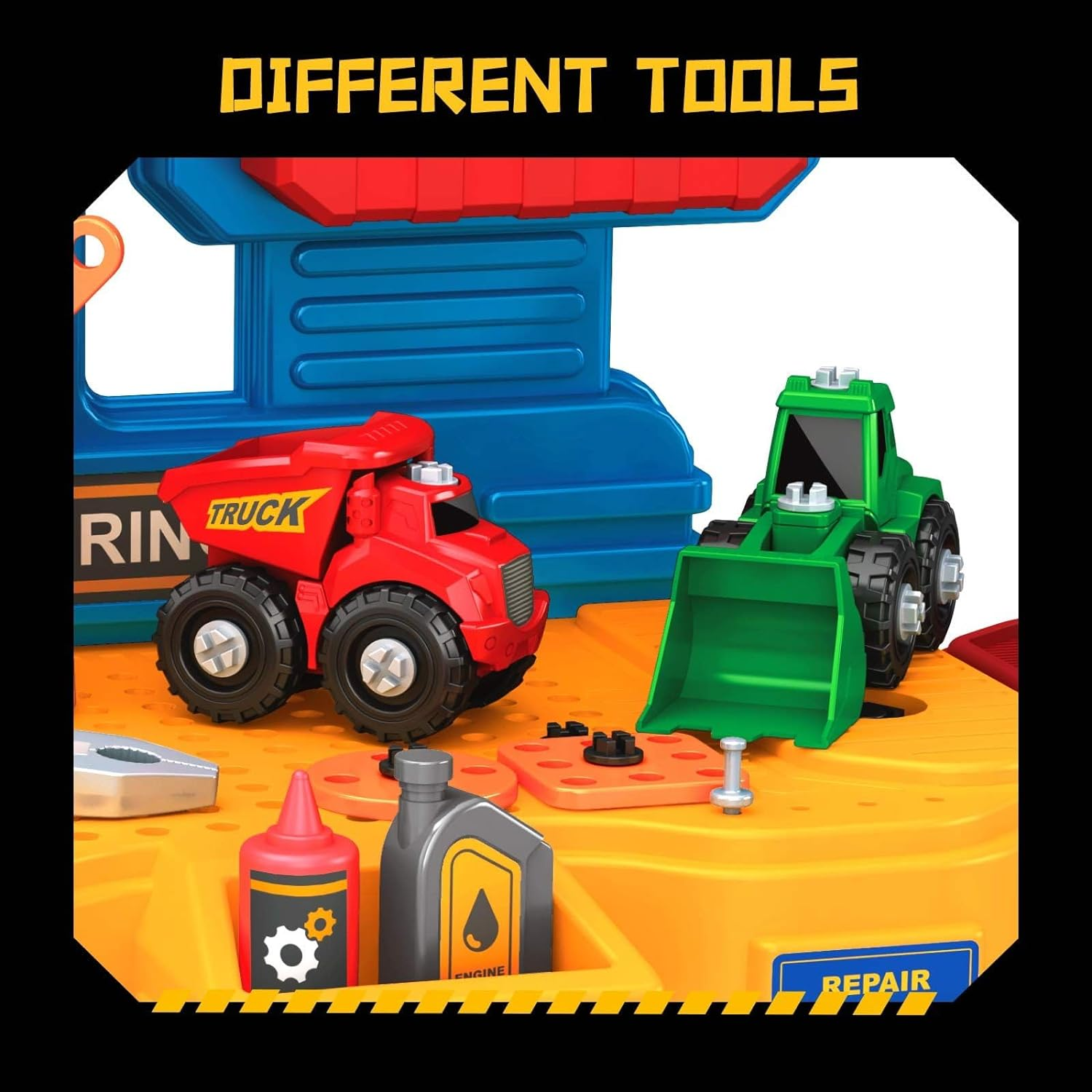 KIDBOT Kids Toy Tool Bench Set, 181PCS Workbench Construction Workshop with Electric Drill and Realistic Tools Toy for 3+ Years Old Kids,Educational Builder Pretend Role Play Toy image number 1