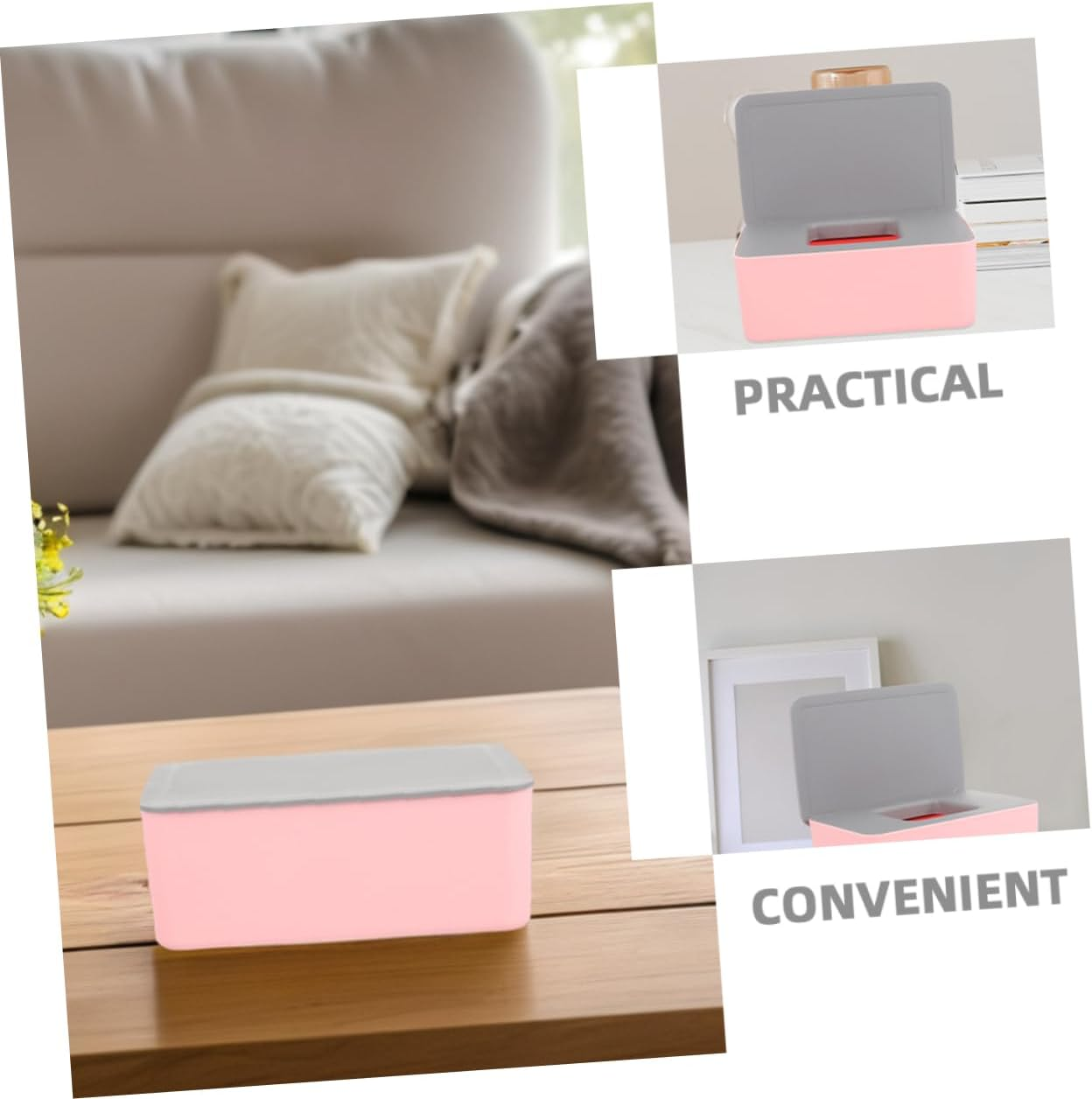 2Pcs Elegant Portable Wet Wipes Box Large Capacity Wipe Dispenser Material image number 3