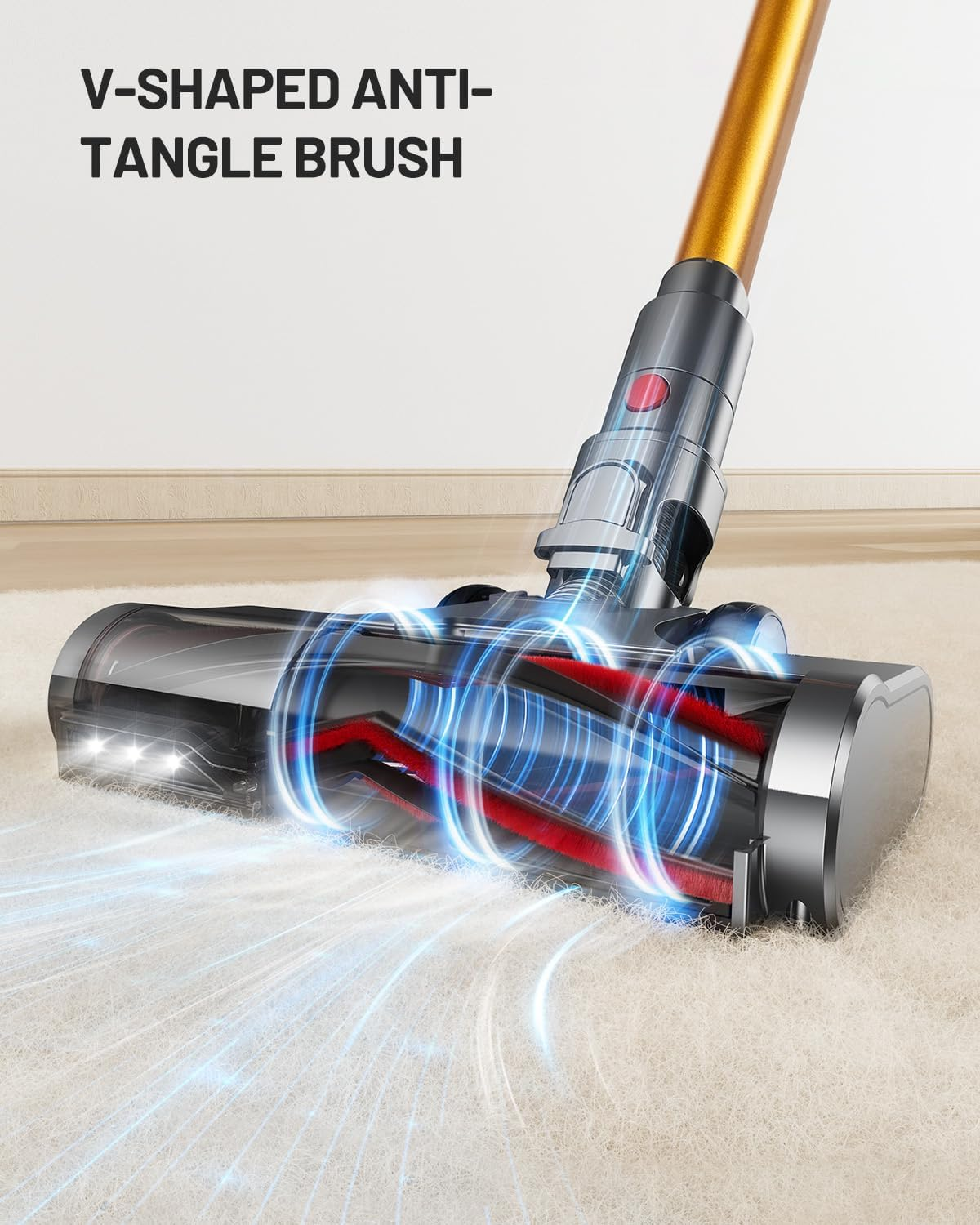 Cordless Vacuum Cleaner, 550W/45Kpa, Max 70 Mins Runtime, Self-Standing Vacuum Cleaners, Anti-Tangle Stick Vacuum with Aromatherapy, Smart Display Vacuum with 1.6L Cup for Pet Hair/Carpet/Hard Floor image number 6