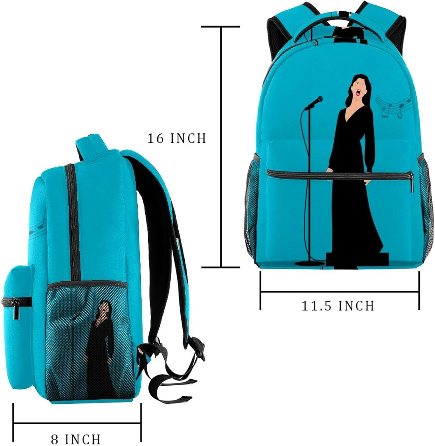 Singer Girl Performance Backpack Students Shoulder Bags Travel Bag College School Tote Backpacks