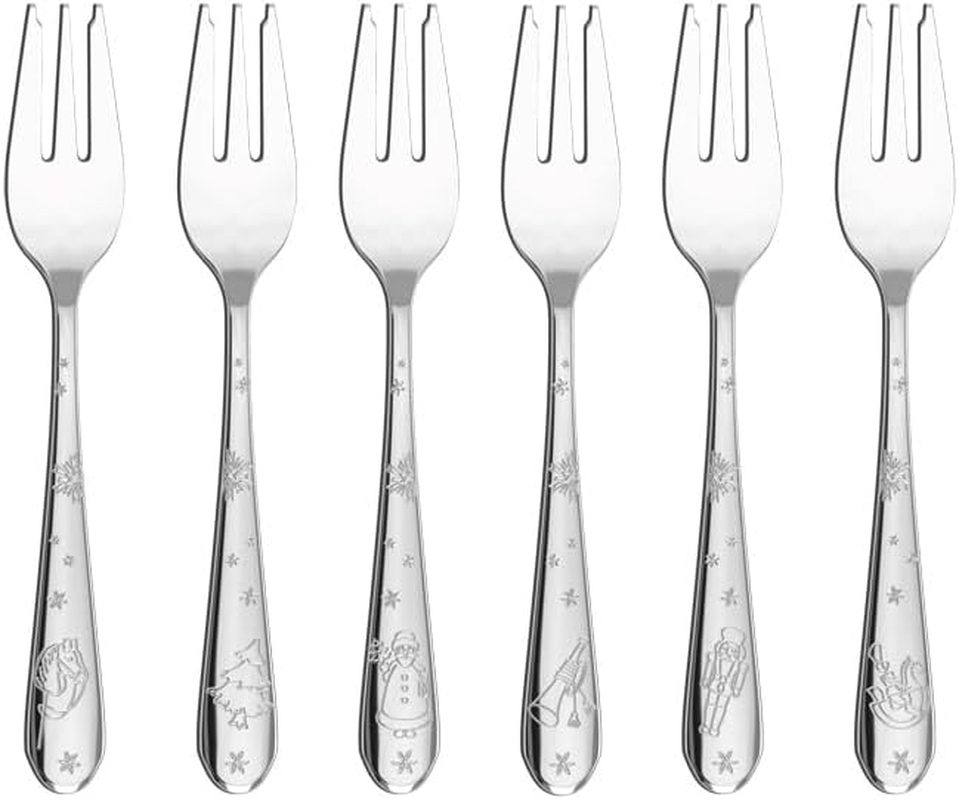 Villeroy & Boch Toy'S Delight Cake Fork Set (6 Pcs) - Stainless Steel, Christmas Pattern Engraved Cutlery - 158 Mm image number 3