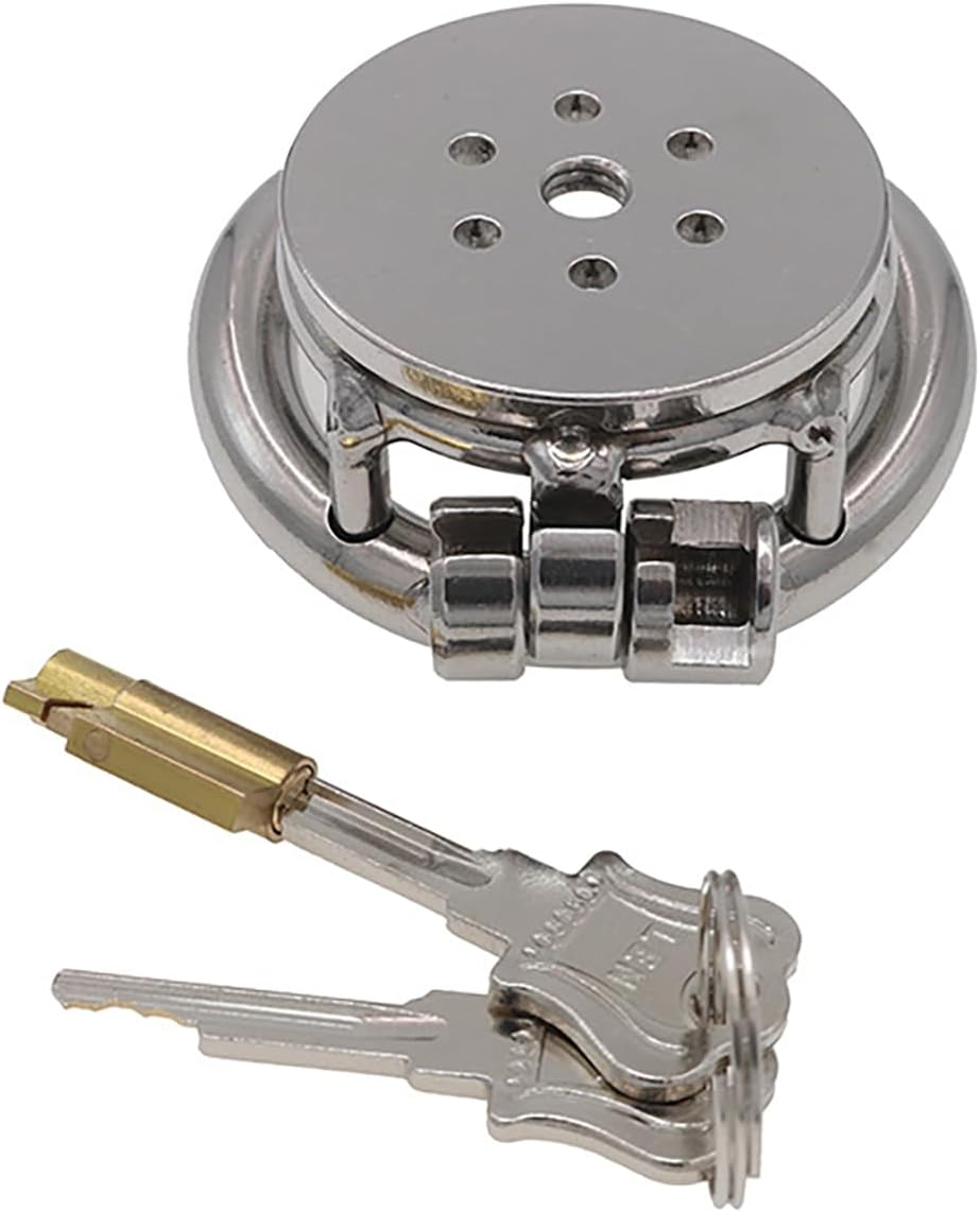 Flat Chastity Cage Metal Male Chastity Device Dark Lock Design Steel Cage for Men BDSM Bondage Cage Sex Toys for Couples (45Mm/1.77In) image number 2