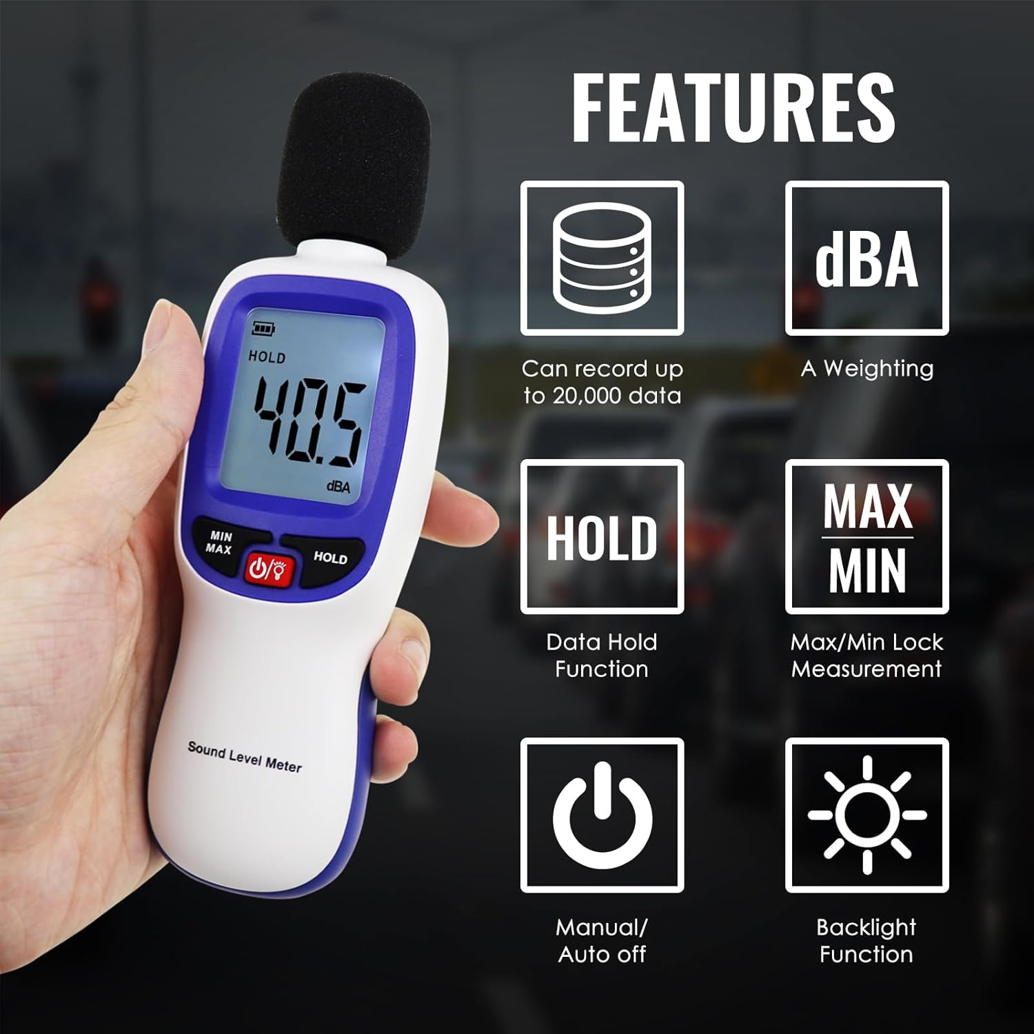 Decibel Meter Bluetooth Digital Sound Level Meter with APP Datalogger, 30-130Dba Wireless SPL Meter High Accuracy, 20,000 Records, Max/Min/Hold, Alarm &ndash; Noise Tester for Home, School, Factory and Etc. image number 4