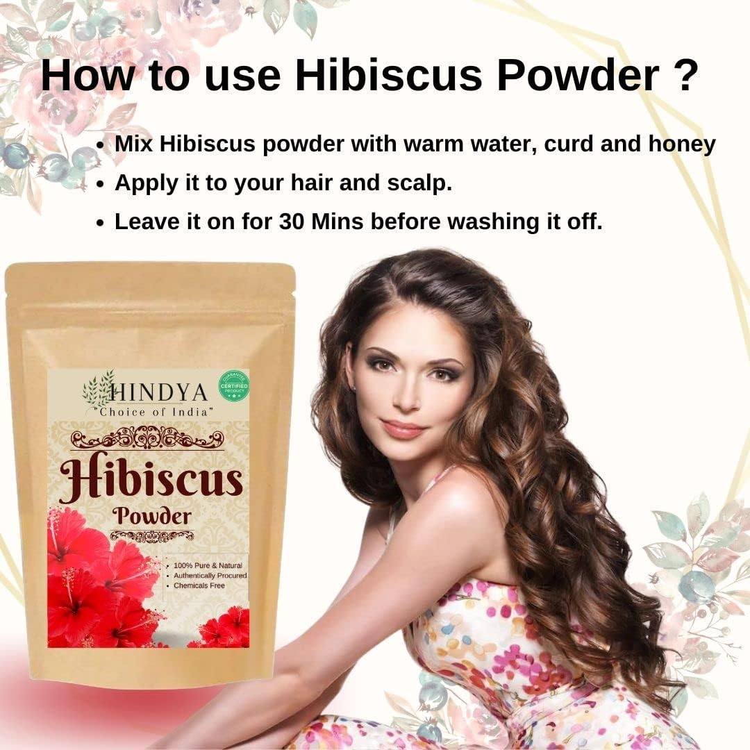 Organic Hibiscus Flower Powder for Face Pack and Hair Mask, Natural Pure Hibiscus Rosa-Sinensis Hair & Skin Care, Gudhal Ka Phool Powder for Dull Hair & Dry Scalp - 100G image number 5