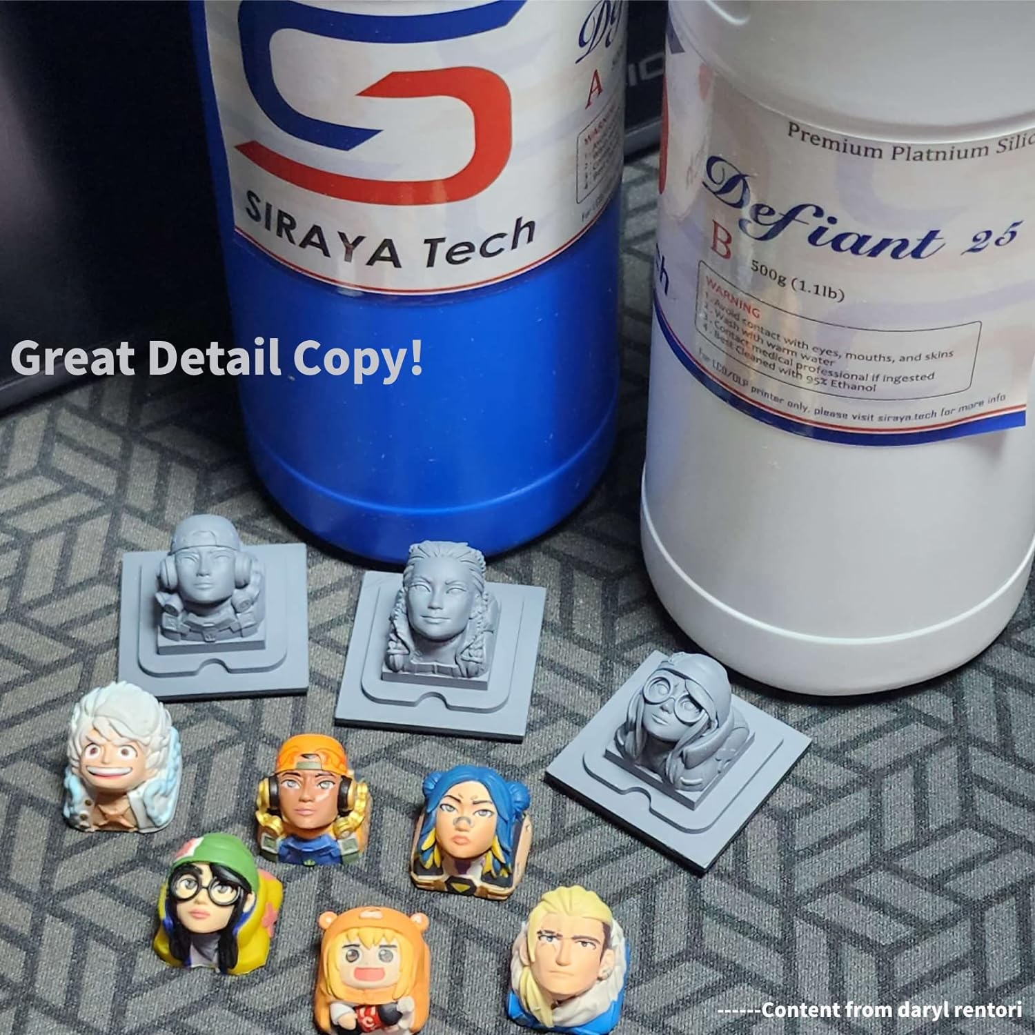 Siraya Tech Defiant 25 Platinum Silicone Mold Making DIY Kit, 25A Hardness, Translucent, Ideal with 3D Printing UV Resin, Easy to Stop Curing Inhibition, No Coating, for Casting Epoxy Resin (35.27 Oz) - Clear image number 3