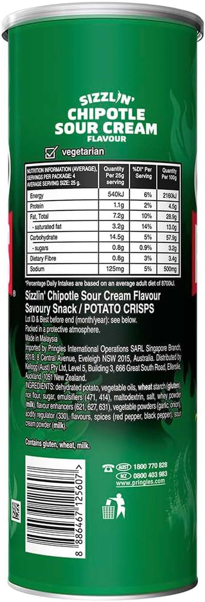 Pringles Sizzlin' Chipotle Sour Cream Potato Chips, 12 Pack (12X118G) image number 4