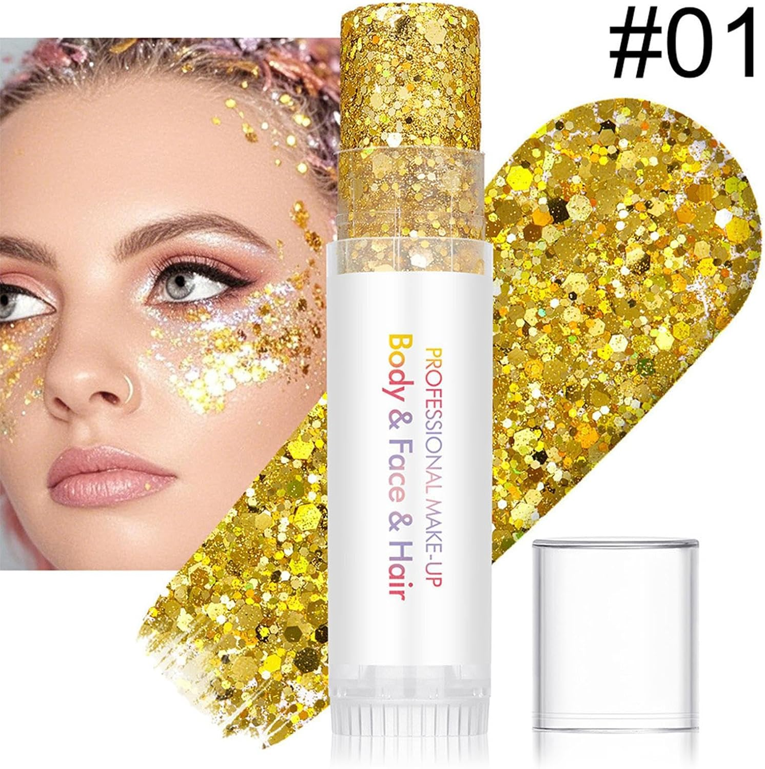 Body Glitter Stick | 6 Colors Sparkling Stick | Hair Glitter | for Women Festival Concert Clubbing Halloween Carnival Music Event image number 6