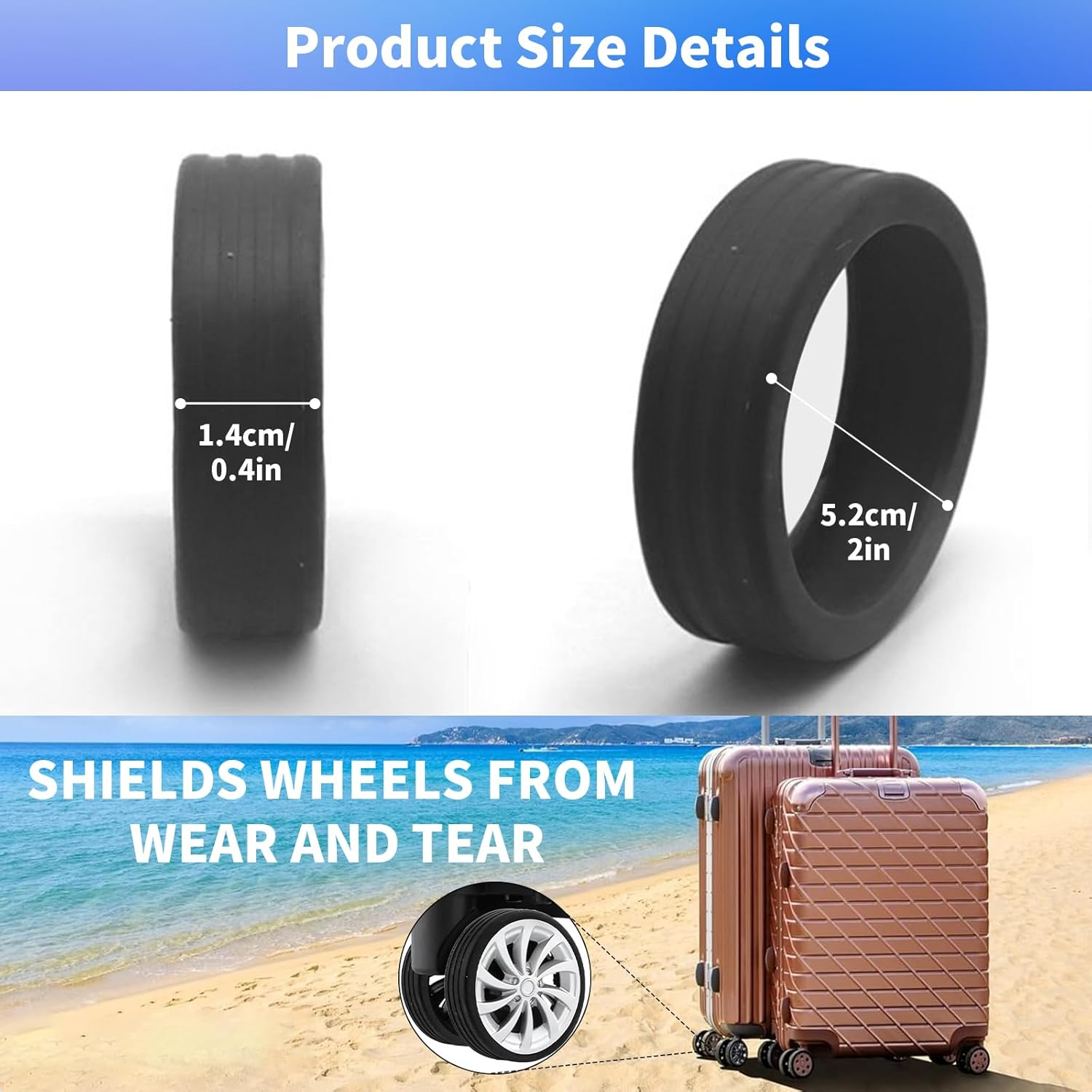 16 PCS Silent Luggage Wheel Protection Covers - Universal Anti-Scratch, Reduce Noise for Most 8-Spinner Wheels (Grey)