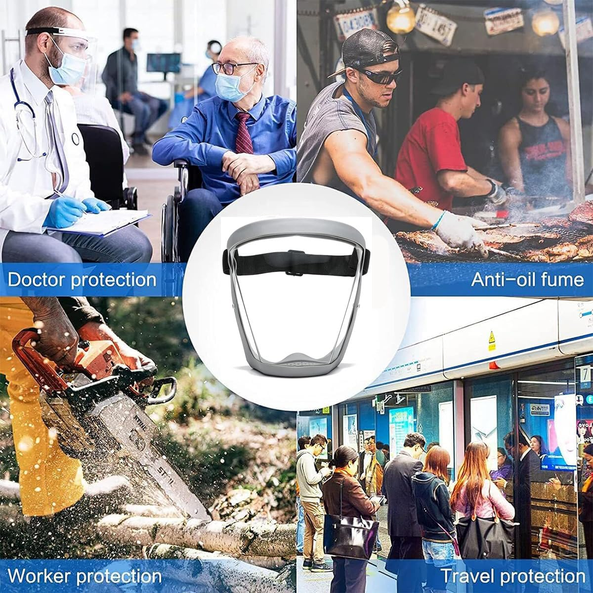 WADY Face Shield, WADY - Anti-Dust & Fog-Free Face Shield, Anti-Dust and Fog-Resistant Face Shield, Anti-Fog Protective Full Face Shield, Safety Face Shield, Grinding Shield Face Mask (Grey)