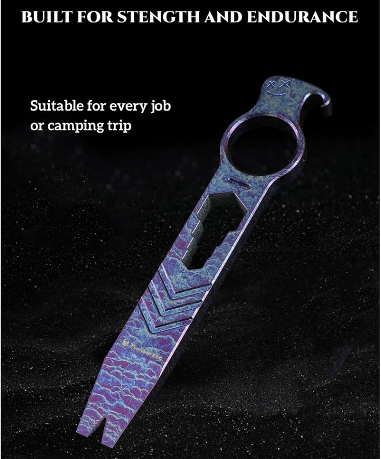 Hamans Titanium EDC Pry Bar Bottle Opener Crowbar Wrench Screwdriver Compact Size EDC Multi Tool - Blue image number 2