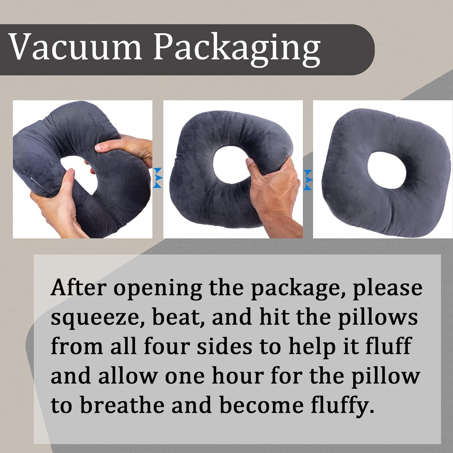 Coceyese Ear Piercing Pillow for Side Sleepers - Donut Pillow for Ear Pain Relief, Guard Pillow (Light Grey)