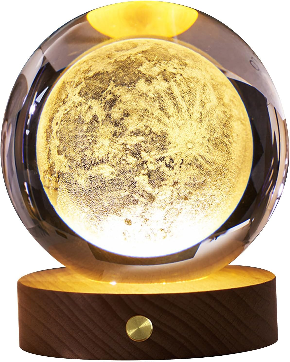 3D Crystal Ball Night Light, Innovative Crystal Ball Lamp Rechargeable with Wooden Base, Versatile Soft Light Crystal Light for Home Bedroom Decoration (Moon) image number 1