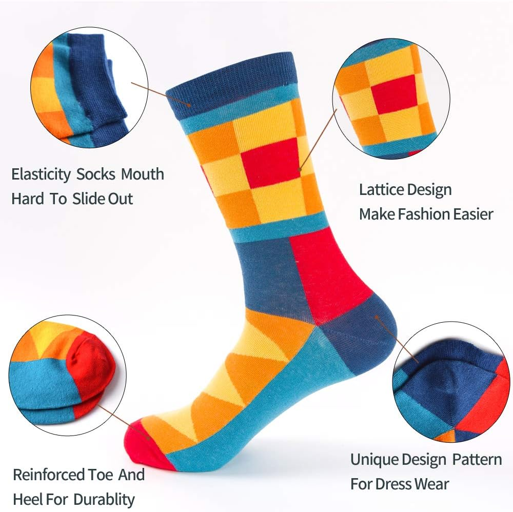 EASE LEAP Mens Dress Socks Funny Colorful Patterned Hosiery Funky Novelty Crew Cotton Socks for Women with Gift Box Size 11-14 image number 1