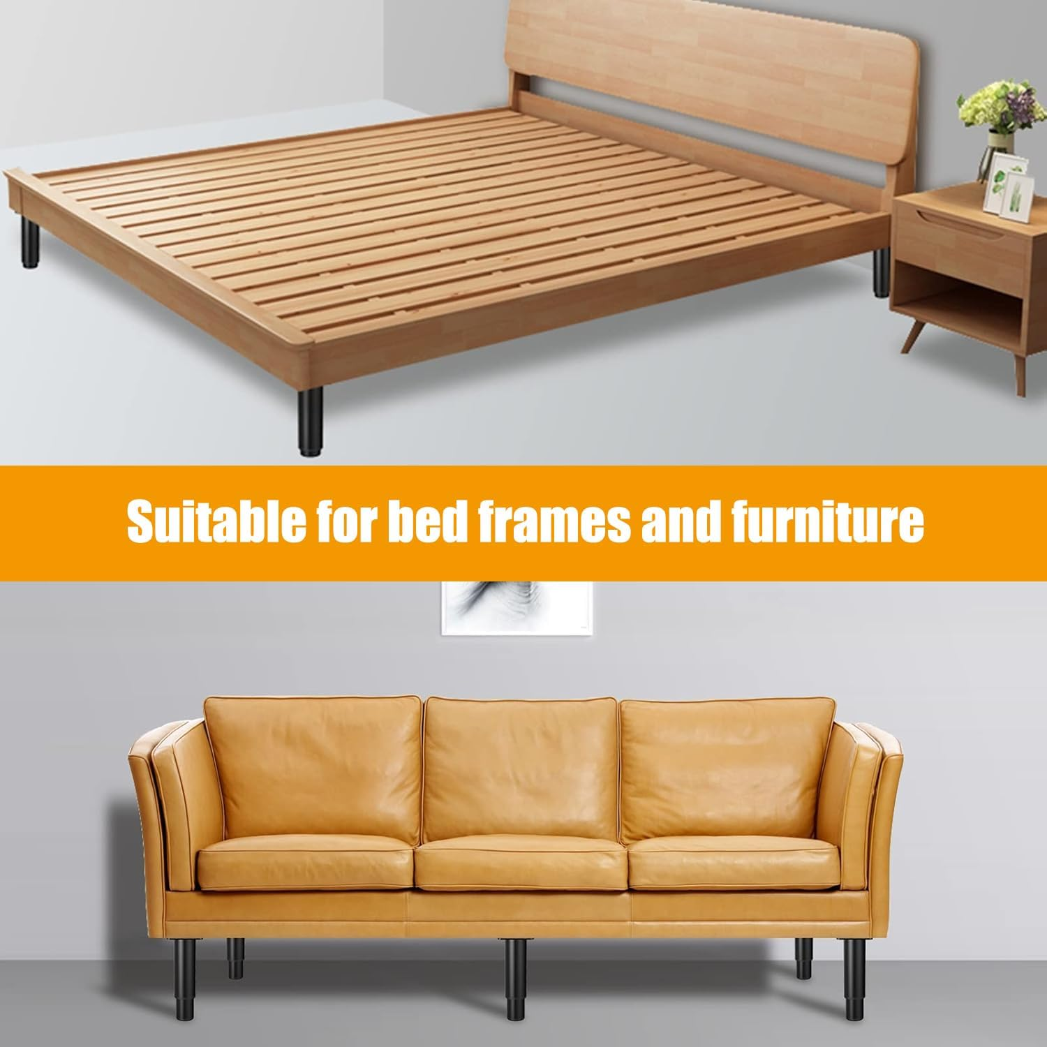 EDINNO Adjustable Furniture Legs, 4 Pcs Retractable 12-18 Cm Adjustable Metal Furniture Legs, Table Legs with 18 Screws, Modern Metal Sofa Legs, Suitable for Kitchen, Sofa, Table, Chair, Household image number 2