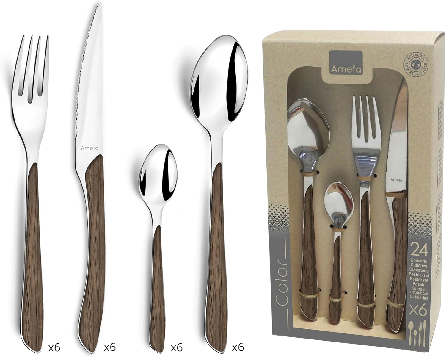 Amefa ECLAT Nature - Light Wood 24-Piece Household Set