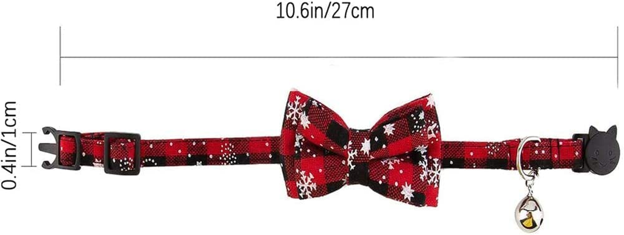Weforu 2PCS Cat Collar, Small Dog Collar with Cute Bow Tie and Bell Adjustable Plaid Safety Kitten Collars for Cats Kitty Puppy image number 4