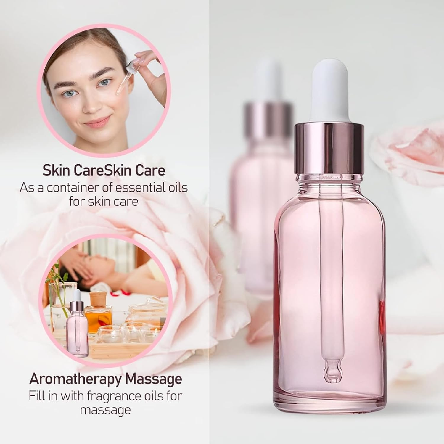 TAVVKE 10Pcs, 10Ml Glass Dropper Bottles with Dropper Pipettes, Travel Mini Refillable Empty Dropper Bottles for Essential Massage Oils/Chemical Liquid/Aromatherapy (Pink) image number 4