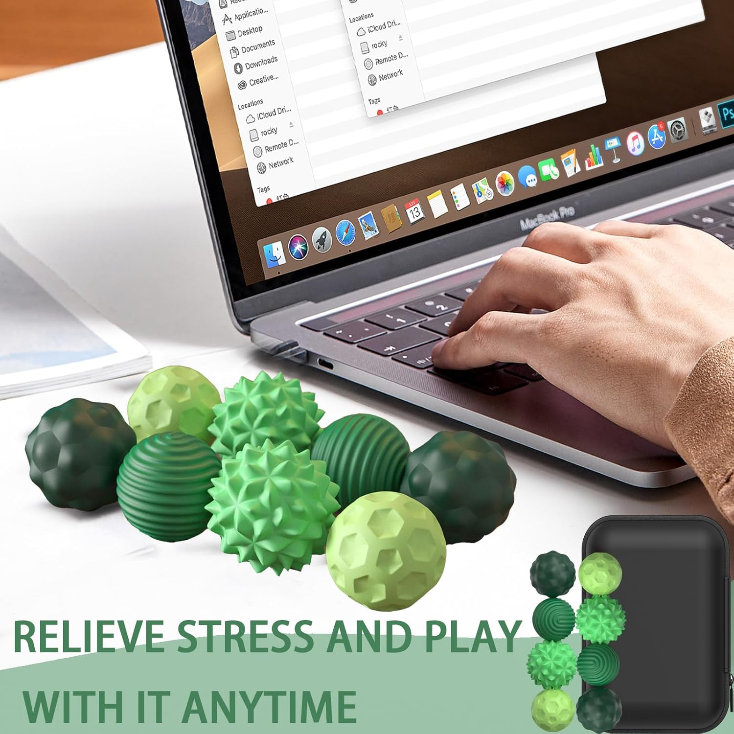 LUKIUP Pack of 8 Magnetic Fidget Toys, Magnetic Balls, Stress Ball, Silicone Sensory Toy, Magnetic Stress Ball with Silicone Case, Sensory Fidget Toy, Magnetic Balls (Green) image number 1