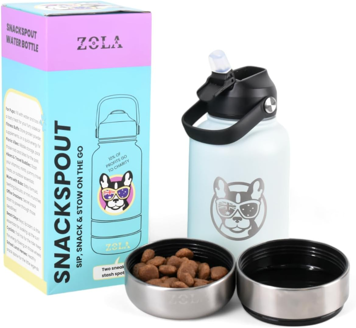 Snackspout - 3-In-1 Water Bottle for Dogs & Humans &ndash; Portable & Leak-Proof Dog Travel Water Bottle with Built-In Bowl & Snack Compartment &ndash; Bpa-Free, Insulated & Eco-Friendly image number 2