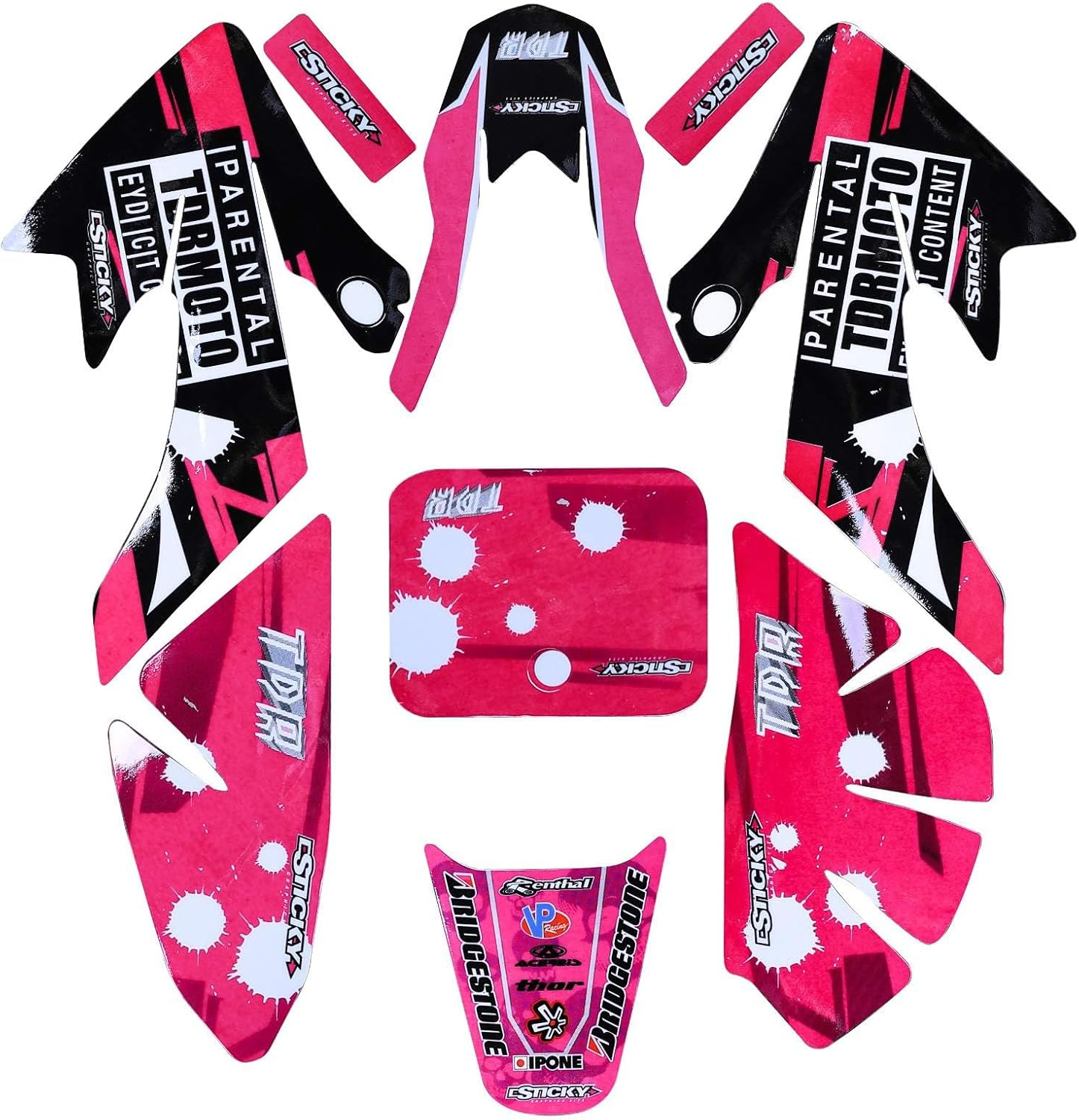 YC Yier Pink Decal Graphics Sticker Kit for CRF50 XR50 Fairings Pit Dirt Bike Thumpstar Atomik SSR Coolster 110Cc 125Cc image number 4