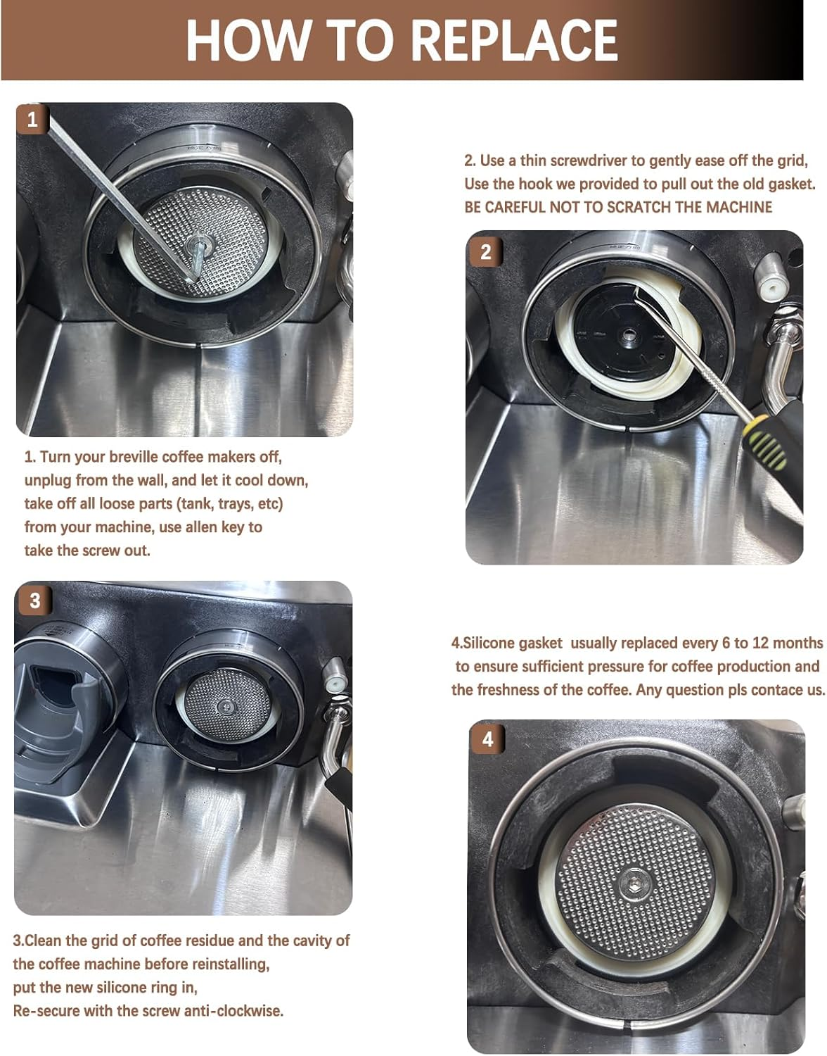 2PACK Group Head Seal Compatible with Breville Espresso Machine Parts Accessories, Breville BES 878/870/870XL/860/880/810/840/450/500 54Mm Gasket Replacement Steam Ring with Installation Tool image number 3
