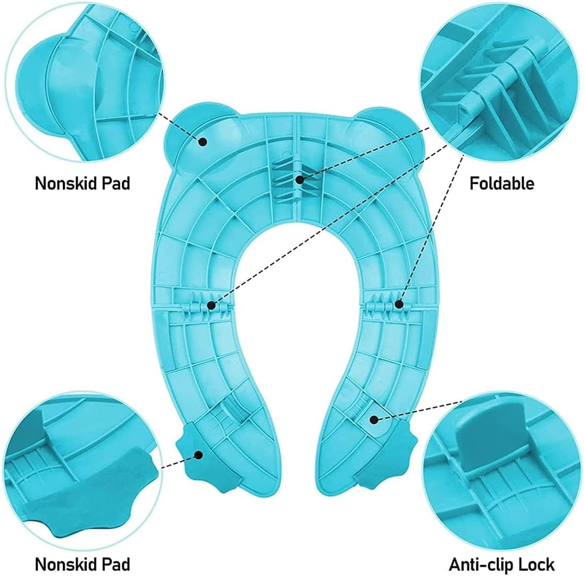 AIMALL Foldable Portable Baby Toilet Seat with Owl Design, Anti-Slip Pads, Compact Travel-Friendly, Durable PP Material for Children&rsquo;S Toilet Training, 13.77In X 10.23In image number 4