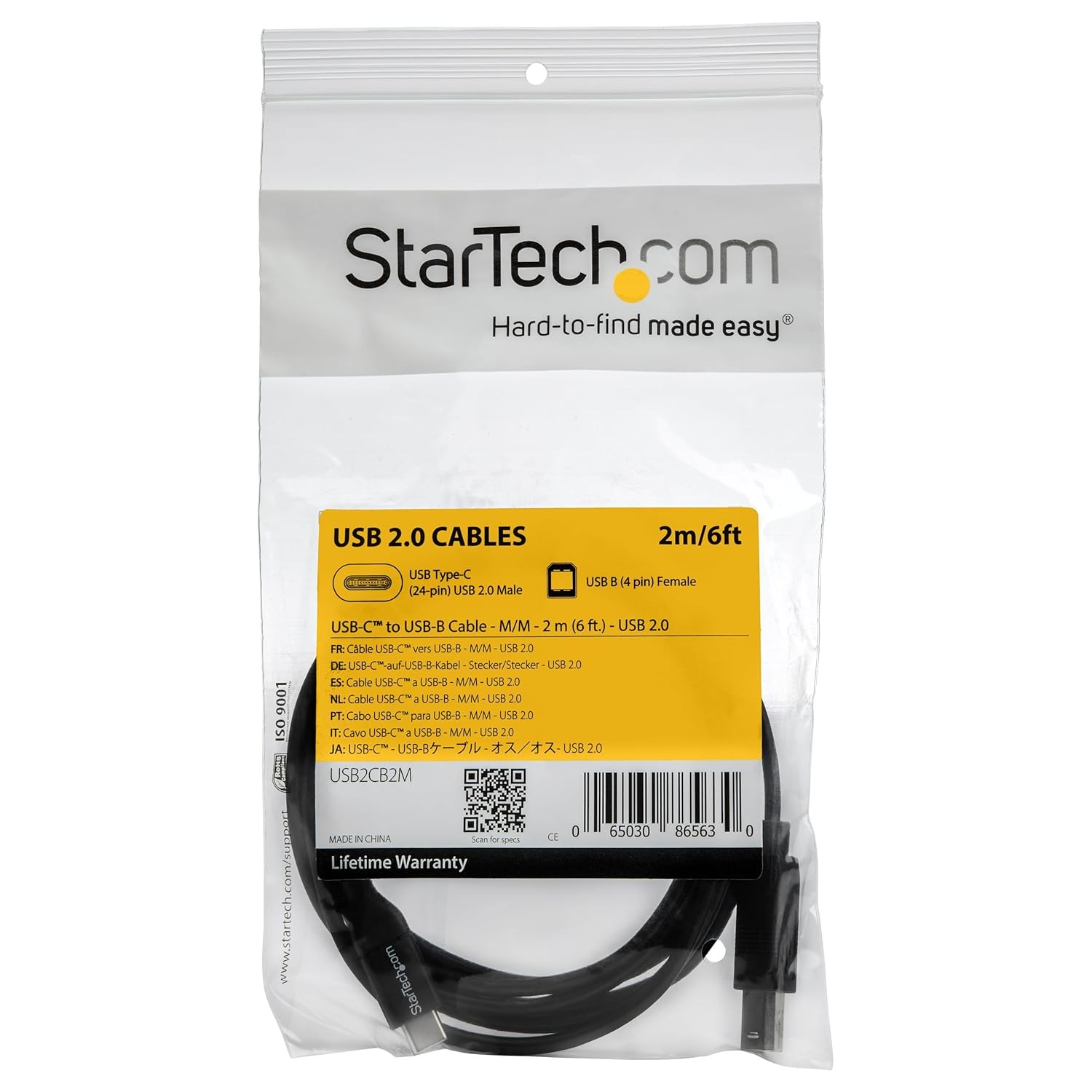 Startech.Com 2M 6Ft USB C to USB B Cable - USB 2.0 - USB Type C Printer Cable M/M - USB 2.0 Type-C to Type-B Cable (USB2CB2M) image number 4