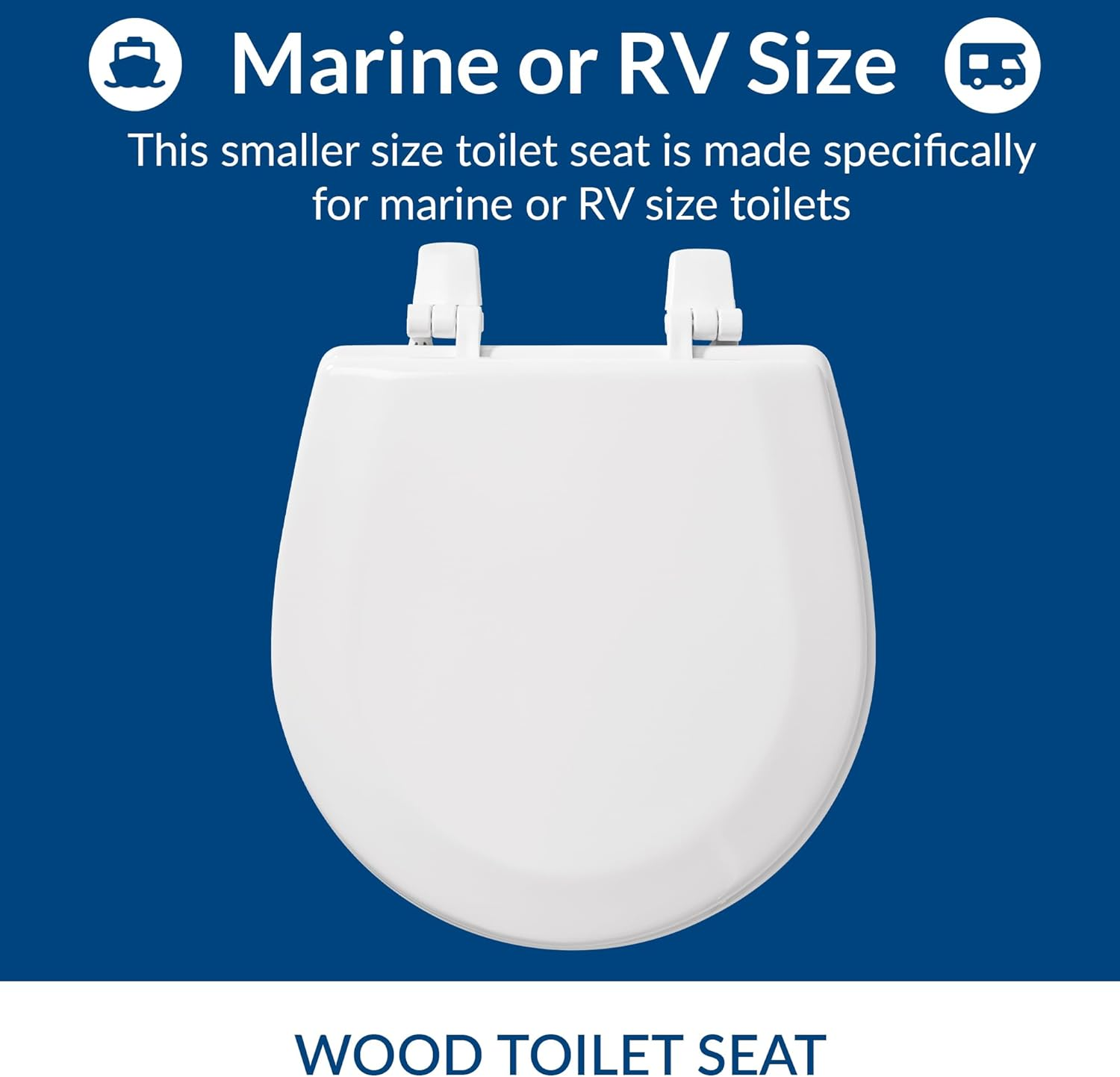 Bemis TC50TTA 000 Marine Toilet Seat, Durable Enameled Wood, 14.88" L X 13" W, White, 1 Pack