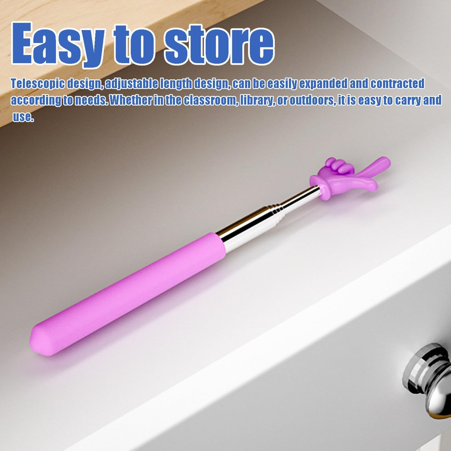 The Retractable Finger Reading Stick Adjusts the Teacher Pointer, Classroom Instruction, Educator Presentation Tools, Whiteboard Presentations, and Reading Aids (Red+Yellow+Blue+Green)