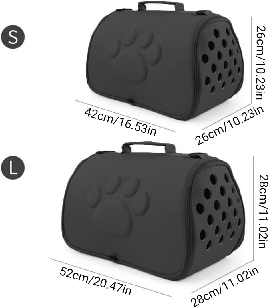 EVA Pet Travel Carrier Bag for Cats and Dogs | Breathable Portable Pet Shoulder Bag | Lightweight Pet Carrier with Paw Print | Comfortable Pet Travel Crate - Black-L image number 5