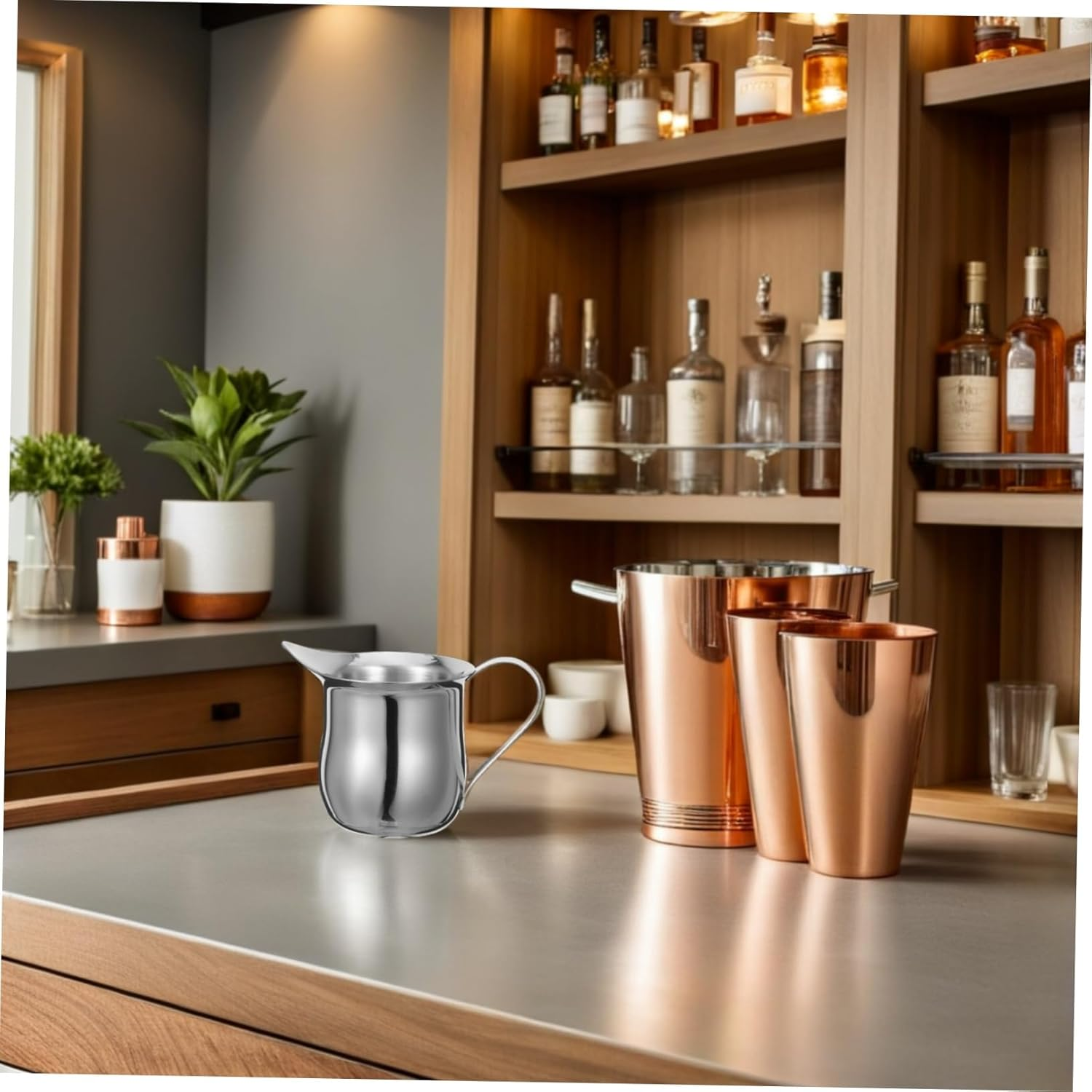 MOKKHNB 2Pcs Stainless Steel Milk Frother Pitchers 3Oz/90Ml Small Espresso Steaming Jugs Metal Milk Jug Cups for Coffee Latte Art Accessories image number 4