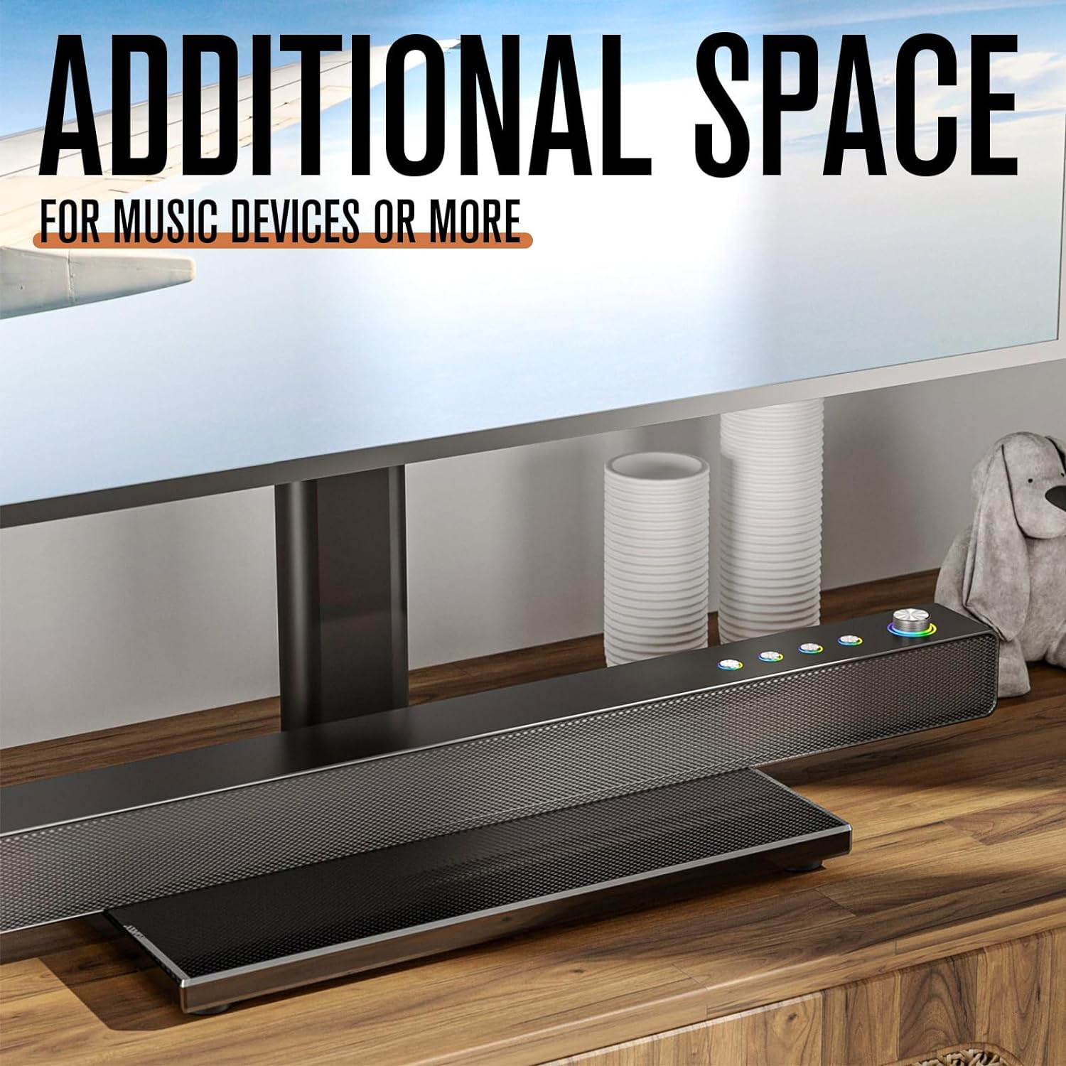 Hemudu Universal Swivel TV Stand/Base Table Top TV Stand with Wall Mount for 27 to 60 Inch 9 Level Height Adjustable, Heavy Duty Tempered Glass Base, Holds up to 88Lbs Screens, HT06B-002&hellip;