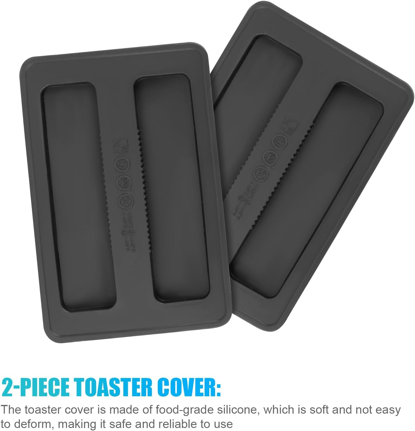 2Pcs Toaster Cover, Black Silicone Toaster Lid 2 Slices Dust Cover for Bread Machine Top Cover for Toaster for Baking Supplies