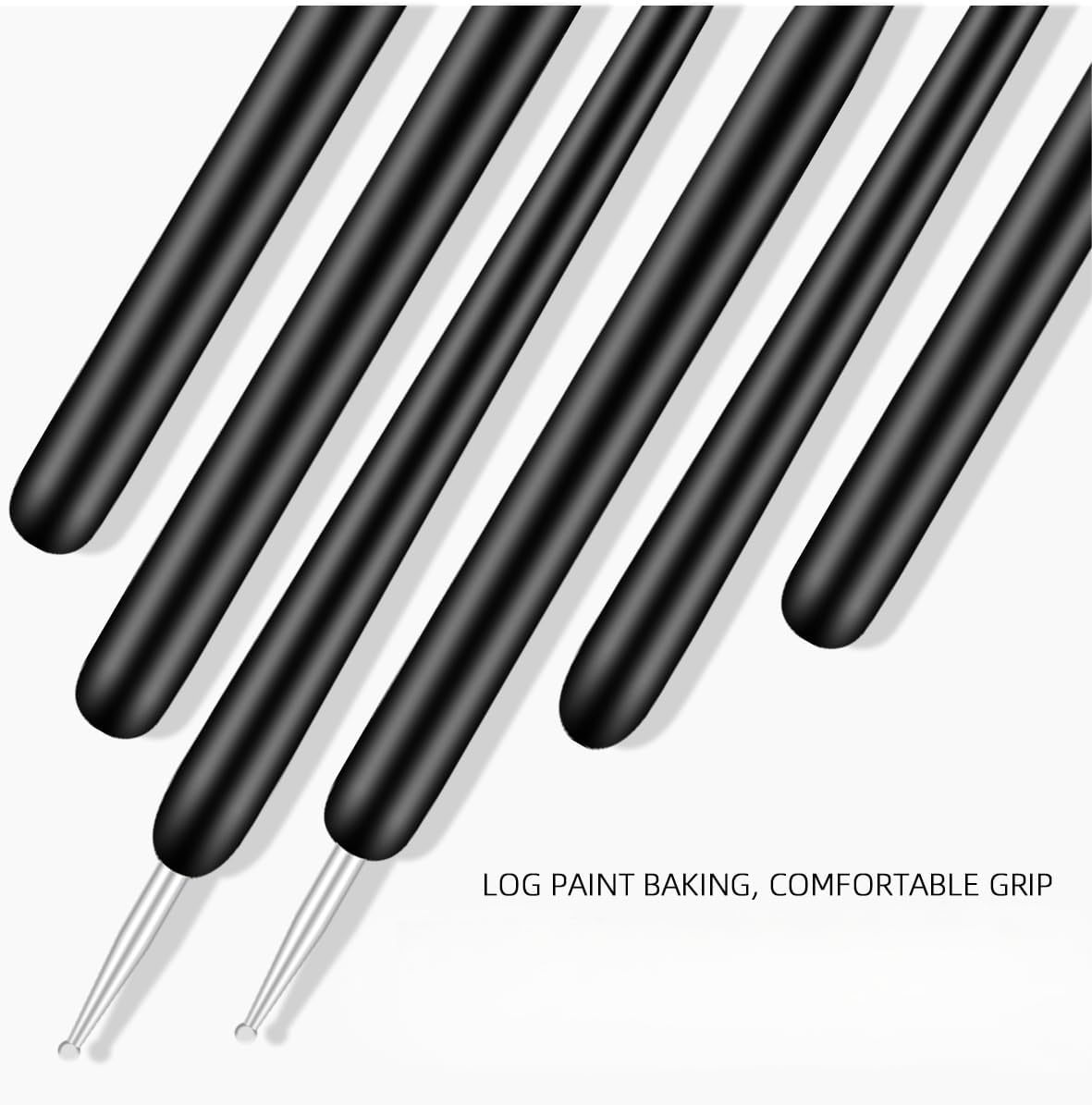 Nail Art Brushes, 6Pcs Nail Art Painting Tools with Nail Art Fine Liner Brush, Nail Design Painting Brushes Set, Builder Gel Brush, Nail Dotting Pen for Gel Polish Manicure Salon DIY, Black image number 2