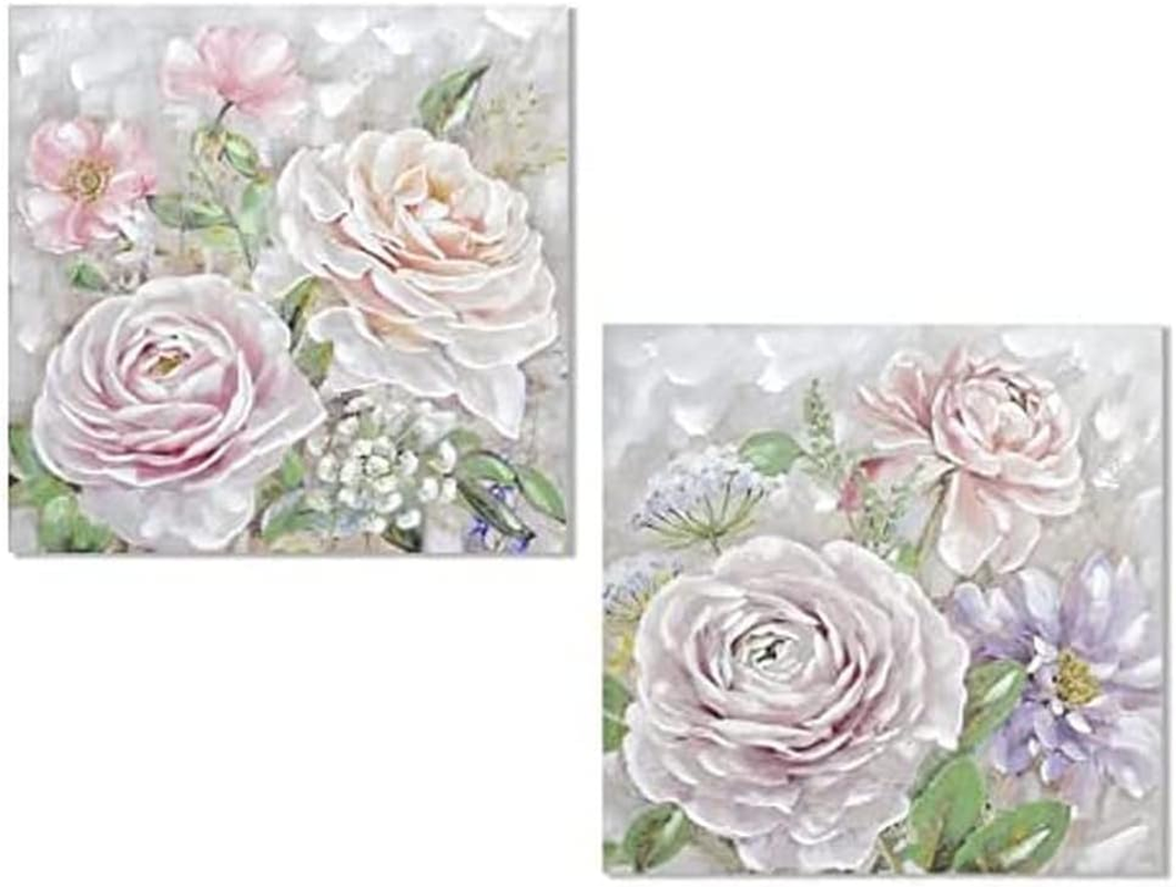 Lylac Roses 80% Canvas Painting, 100 X 100 X 3 Cm Size