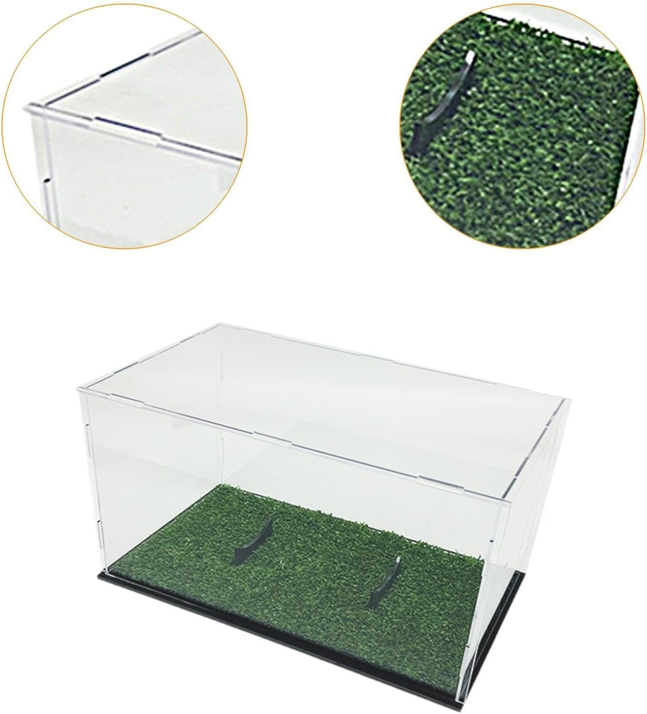 Folpus Football Display Case, Memorabilia Holder, Rugby Holder, Acrylic Display Case Football Storage Box for Toy Diecast Car Figure, with Grass image number 4