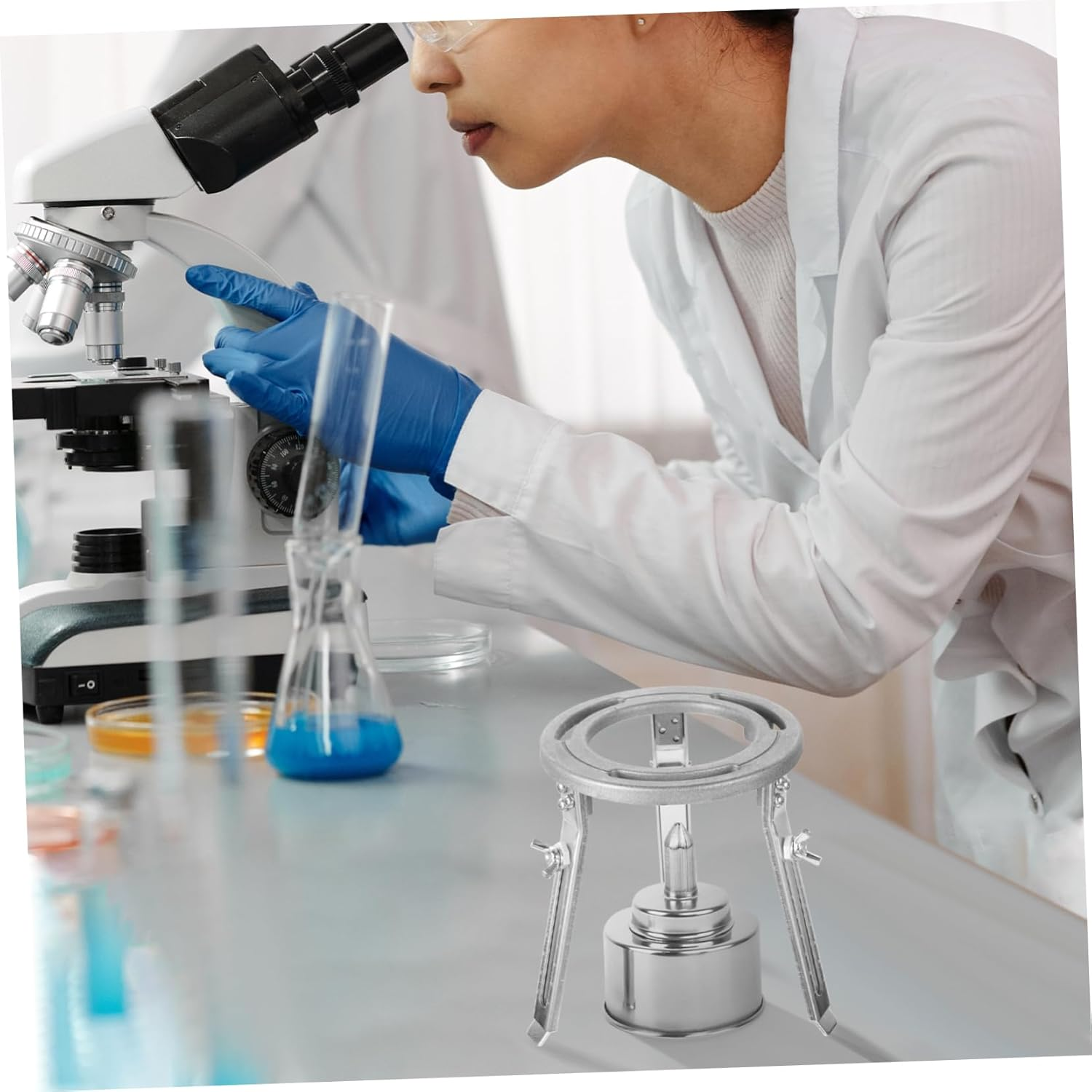 Luxshiny Experimental Stand Adjustable Laboratory Tripod Holder Chemistry Heating Support for Alcohol Lamp Liftyble Stand Detachable Legs for Science Experiments