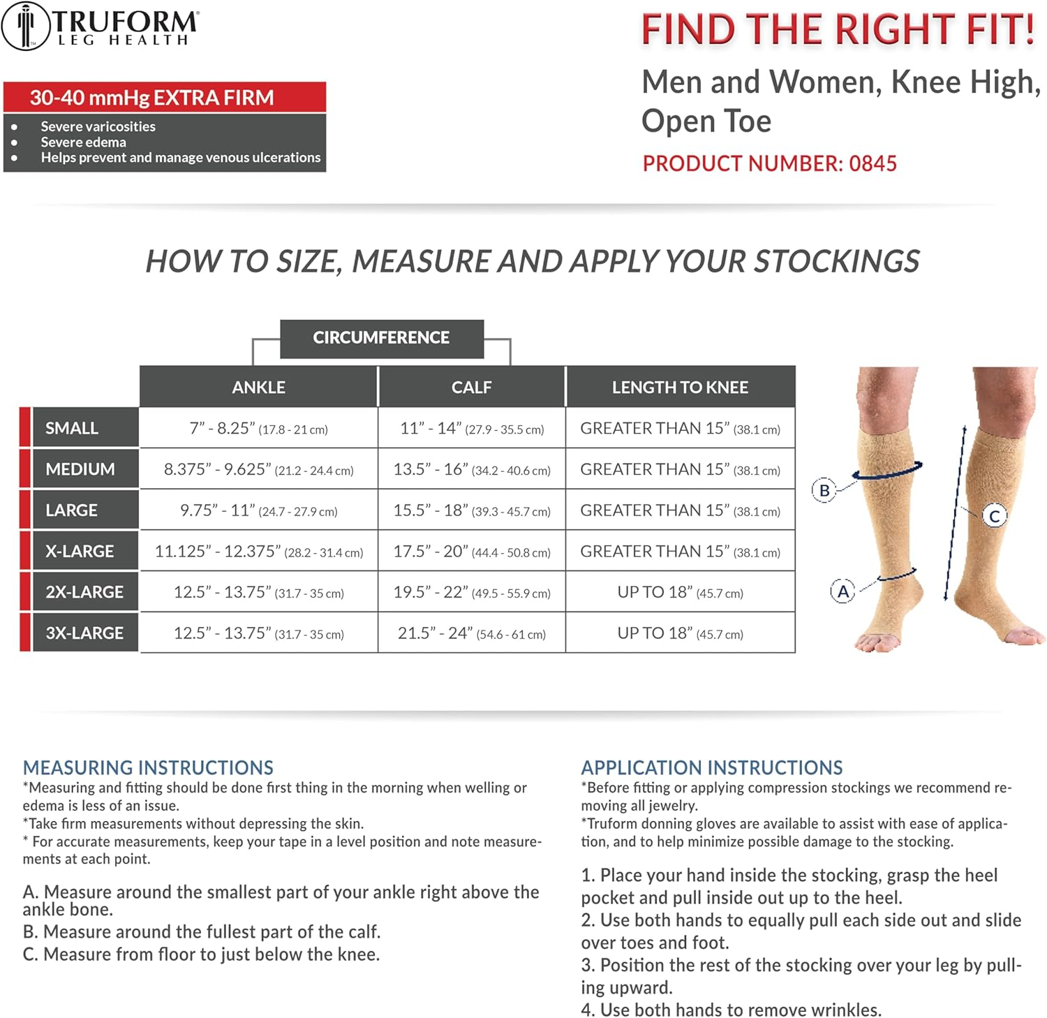 Truform Short Length 30-40 Mmhg Compression Stockings for Men and Women, Reduced Length, Open Toe, Beige, Large (Short Length) image number 1