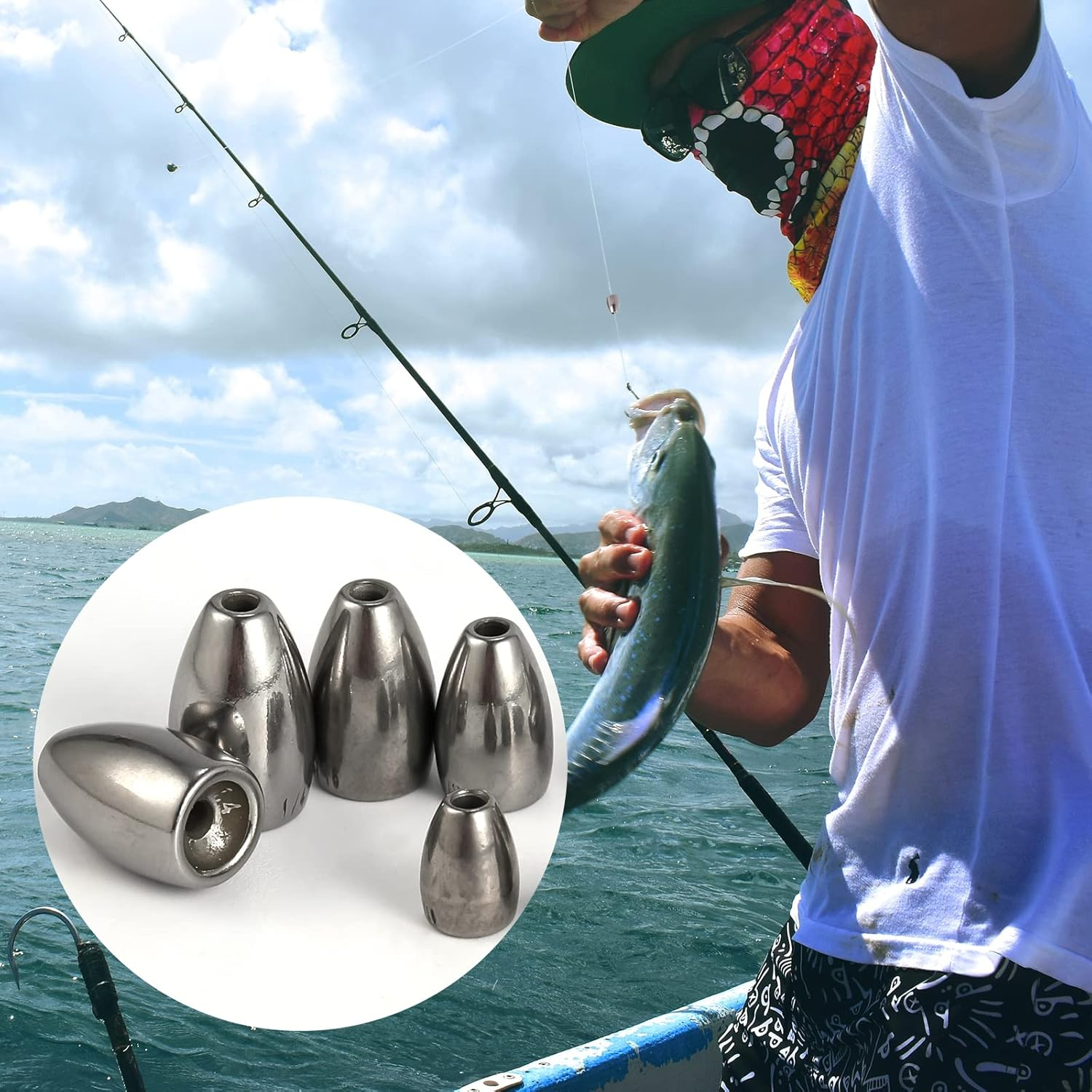 SAVITA 10Pcs Tungsten Fishing Weight Kit, 1.8/2.7/3.5/5.3/7G Fishing Weights Bullet Sinkers Reusable Fishing Weights Drop Shot Assortment Kit for Bass Saltwater Freshwater (5 Sizes) image number 2