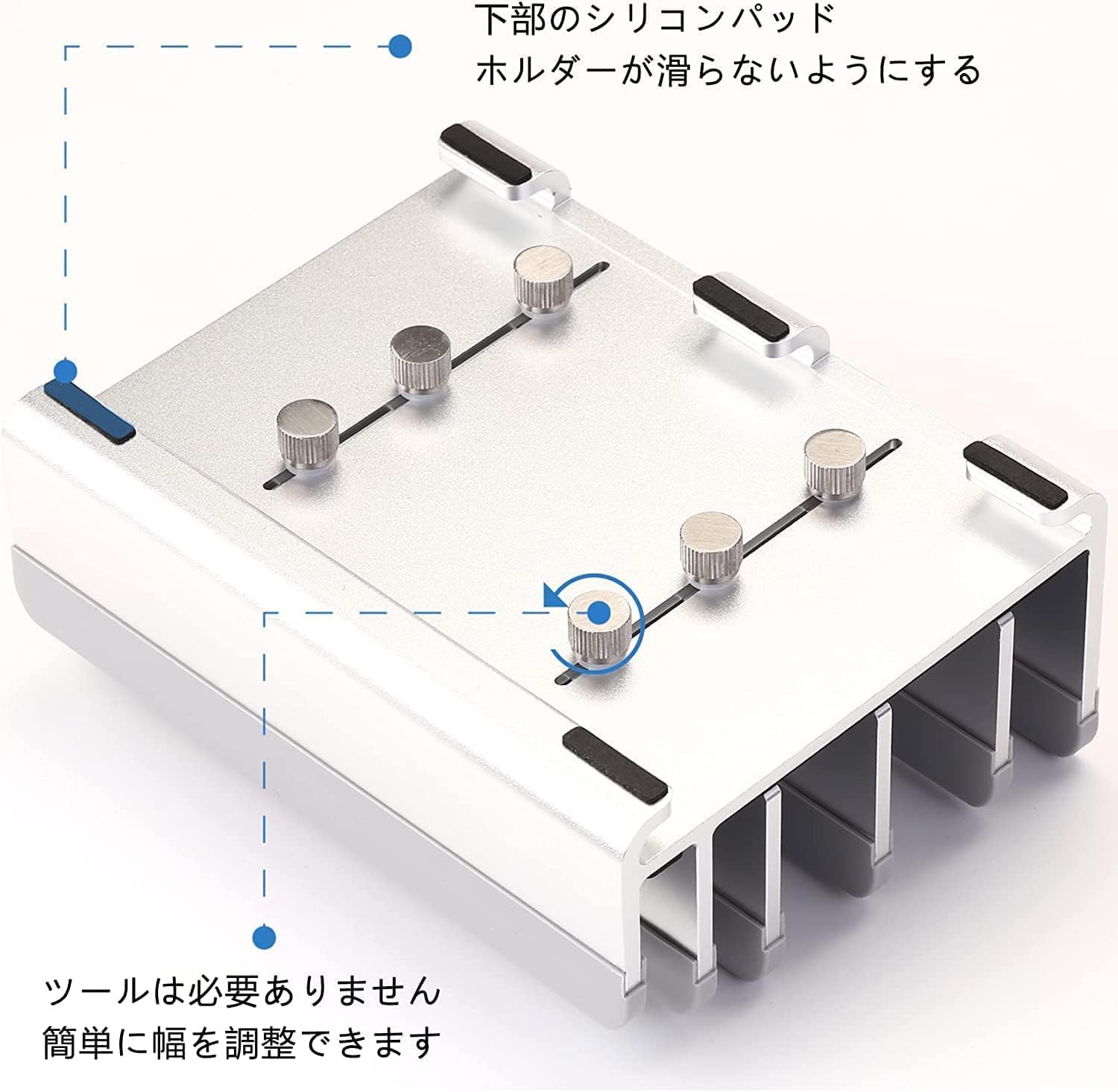 Multiple Laptop Stand, Geecol Desktop Stand Holder up to 5 Devices with Adjustable Dock (Up to 6.7 Inch), Fits All Macbook/Surface/Samsung/Hp/Dell/Chrome Book Silver image number 5