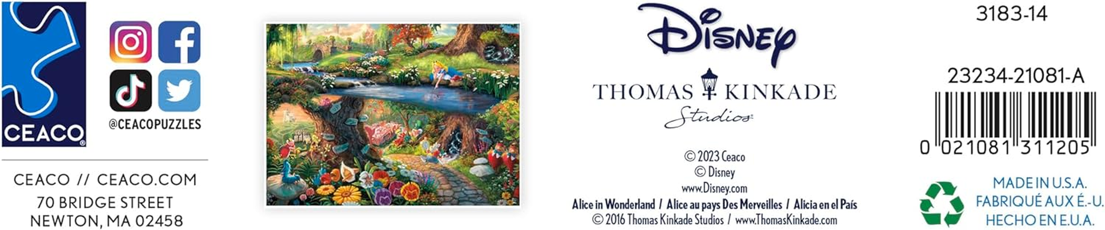 Ceaco - Disney - Thomas Kinkade - Alice in Wonderland - 1000 Piece Jigsaw Puzzle image number 1