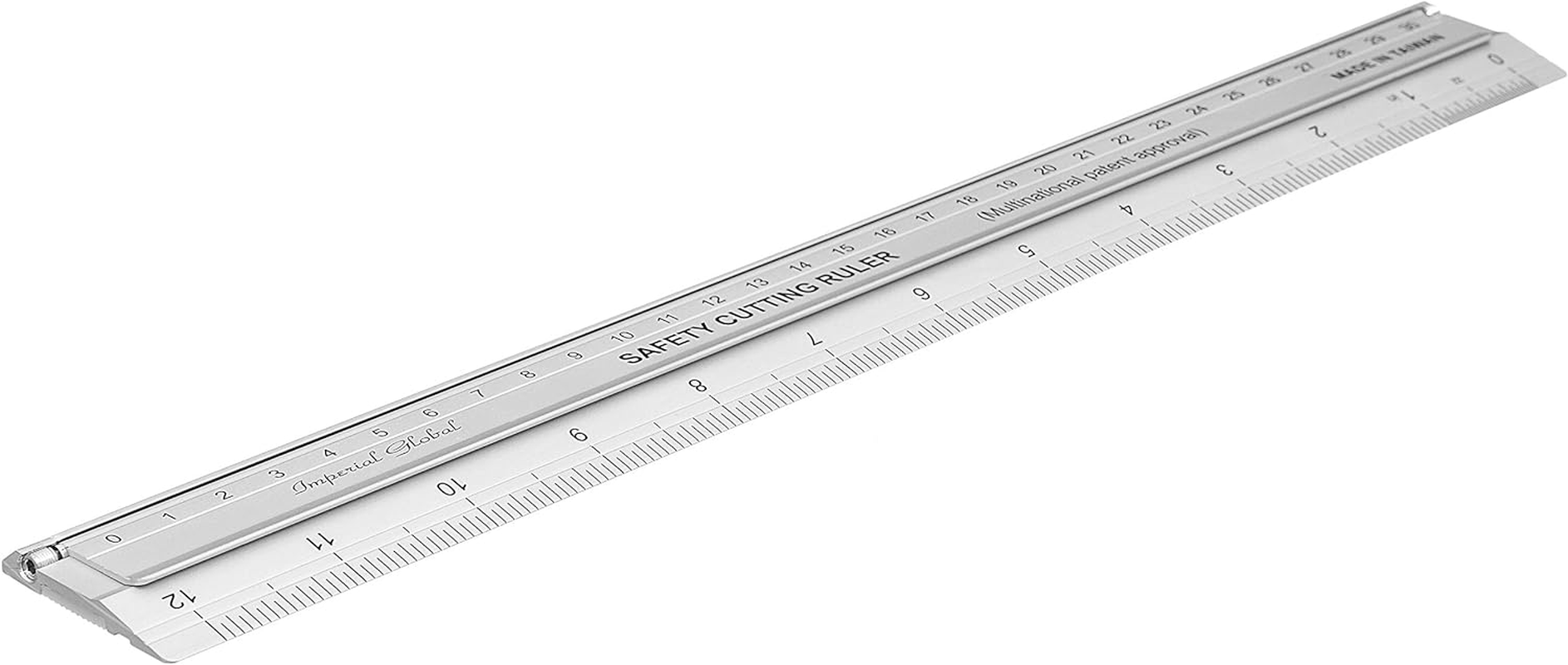 Ruler, New Design 30 Cm (12 Inch) Metal Craft Safety Ruler,Light Weight with Folding Safety Guard.Use with Rotary Cutter,Stanley or Xacto. for Paper,Leather,Fabric,Quilting,Scrap Booking,Art,Office. image number 5