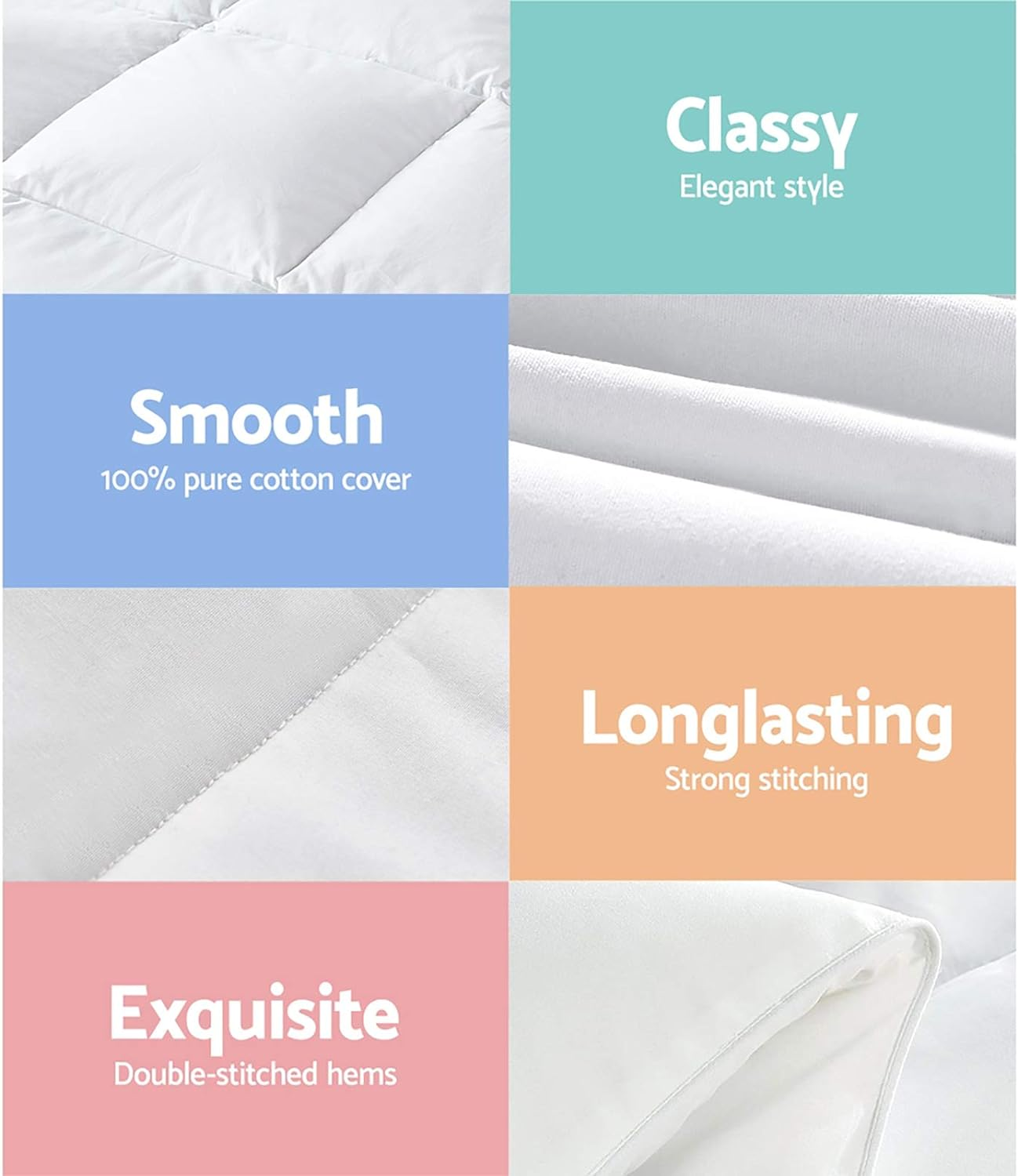 Giselle Bedding Goose Quilt Down, 800Gsm King Quilts Winter Blanket Duvet Comforter Feather Home Bedroom Bed Travel, Lightweight Breathable Soft Cotton Cover Baffle Construction White image number 4